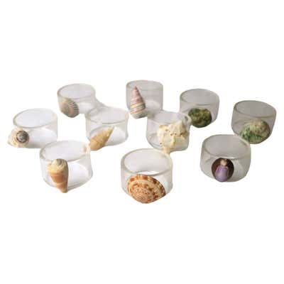 Coastal Bone China Shell Motif Napkin Rings, Set of 4 For Sale at ...