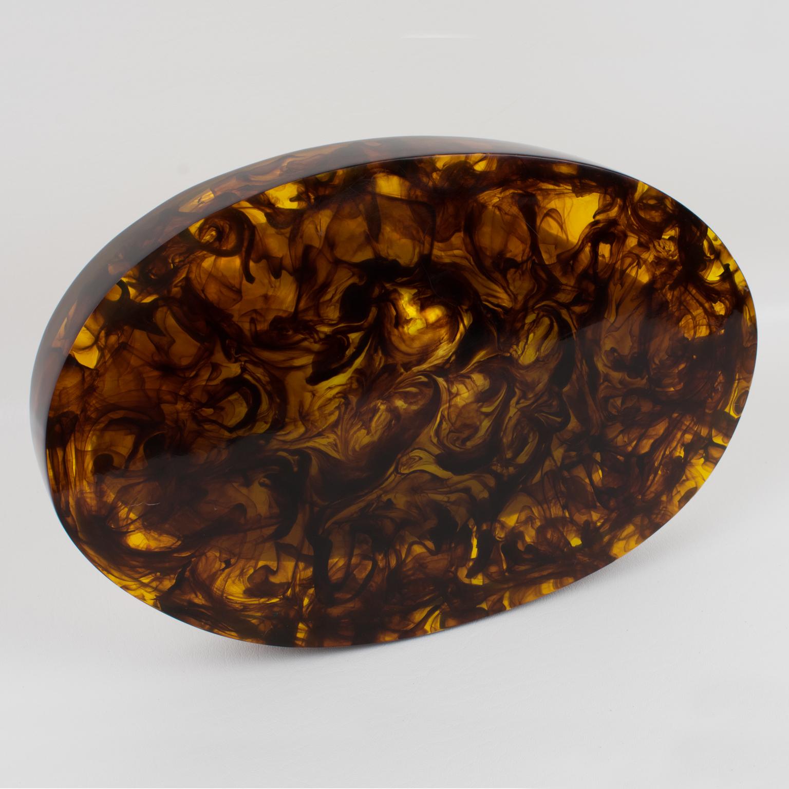 SeaShell and Rootbeer Resin Desk Tidy Catchall Vide Poche, circa 1980 For Sale 3