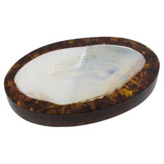 Ordenador de escritorio de resina de concha de mar y Rootbeer Catchall Vide Poche, circa 1980