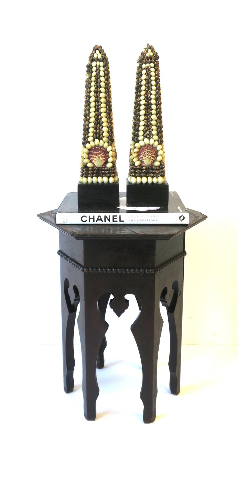 Seashell Covered Obelisks, Pair For Sale at 1stDibs