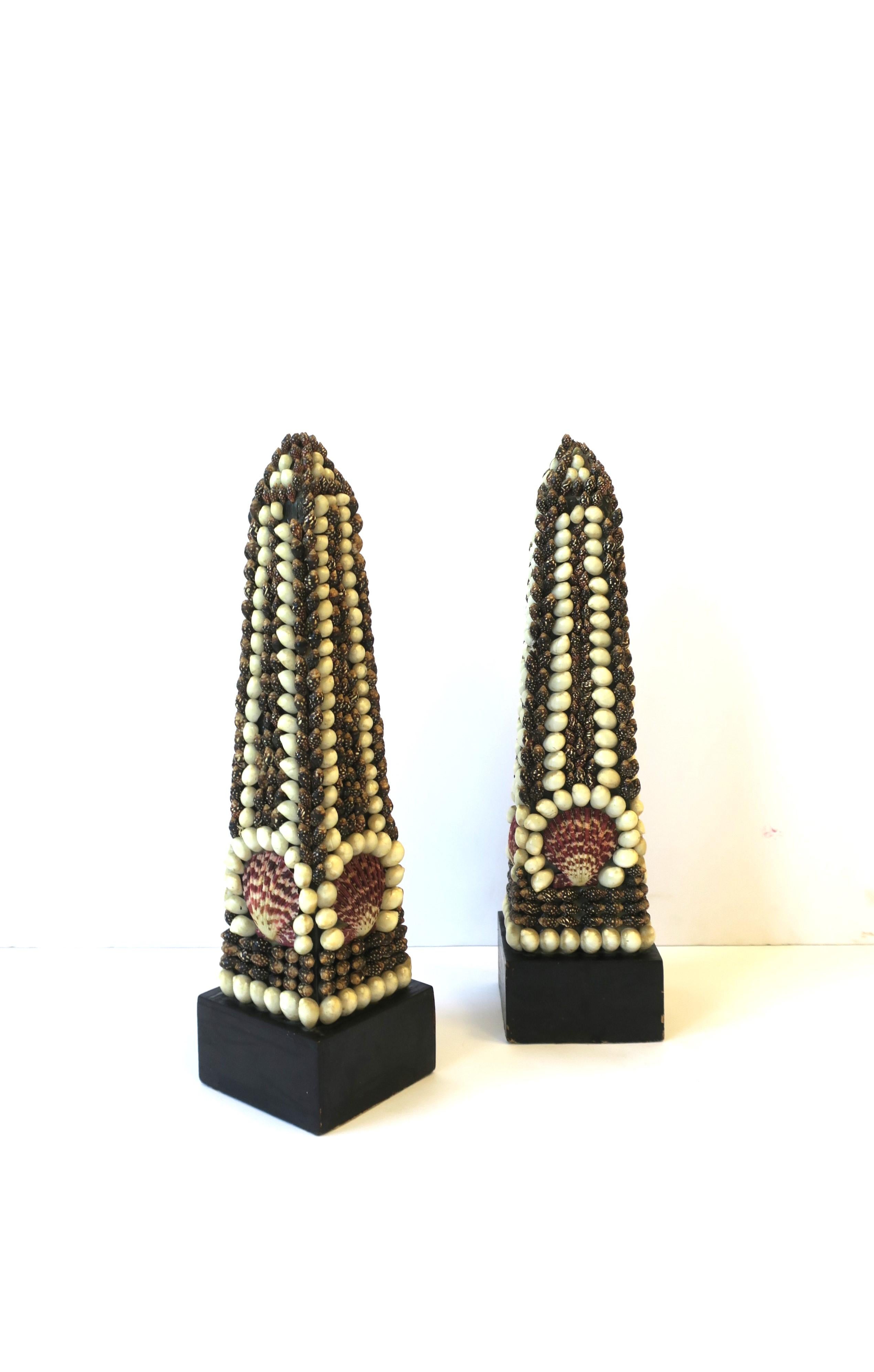 Seashell Covered Obelisks, Pair In Good Condition In New York, NY