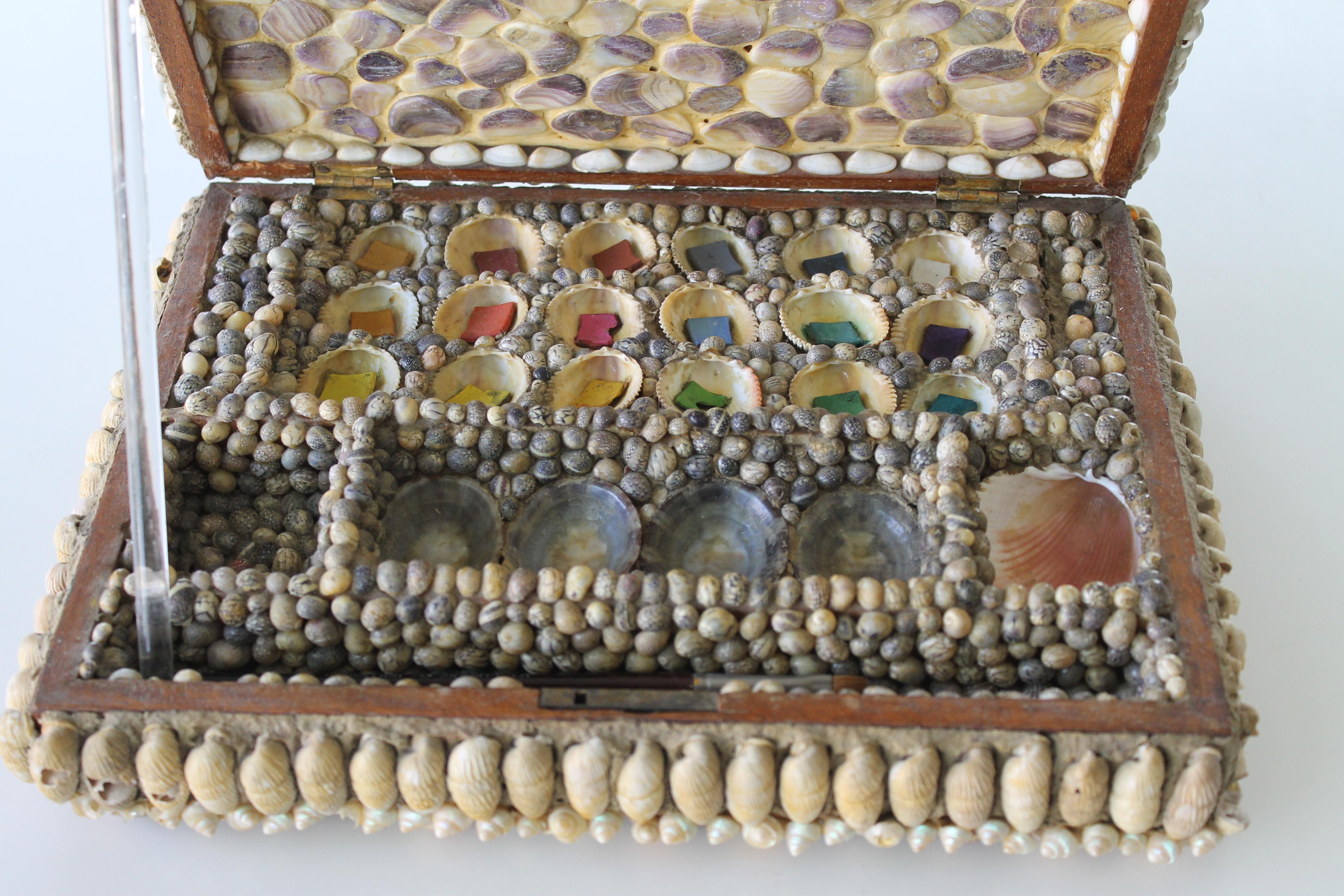 Seashell Covered Paint Box Sculpture by Barton Benes In Excellent Condition In Palm Springs, CA