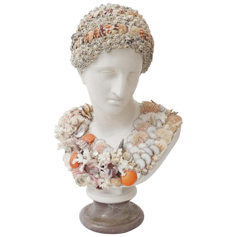 Shell Encrusted Composition Bust For Sale at 1stDibs | shell bust