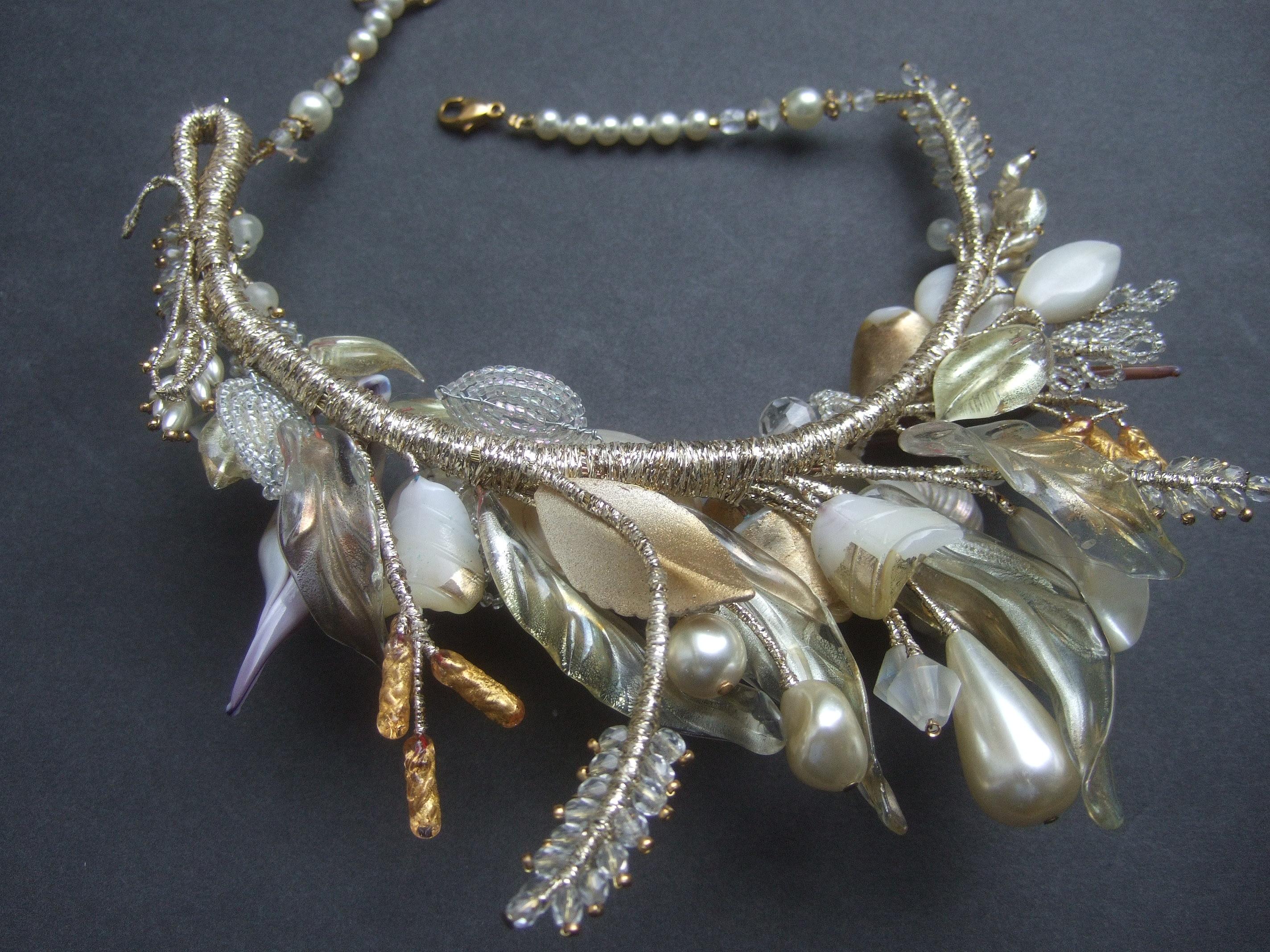 Seashell Handmade Artisan Choker Band Necklace c 1980s 4