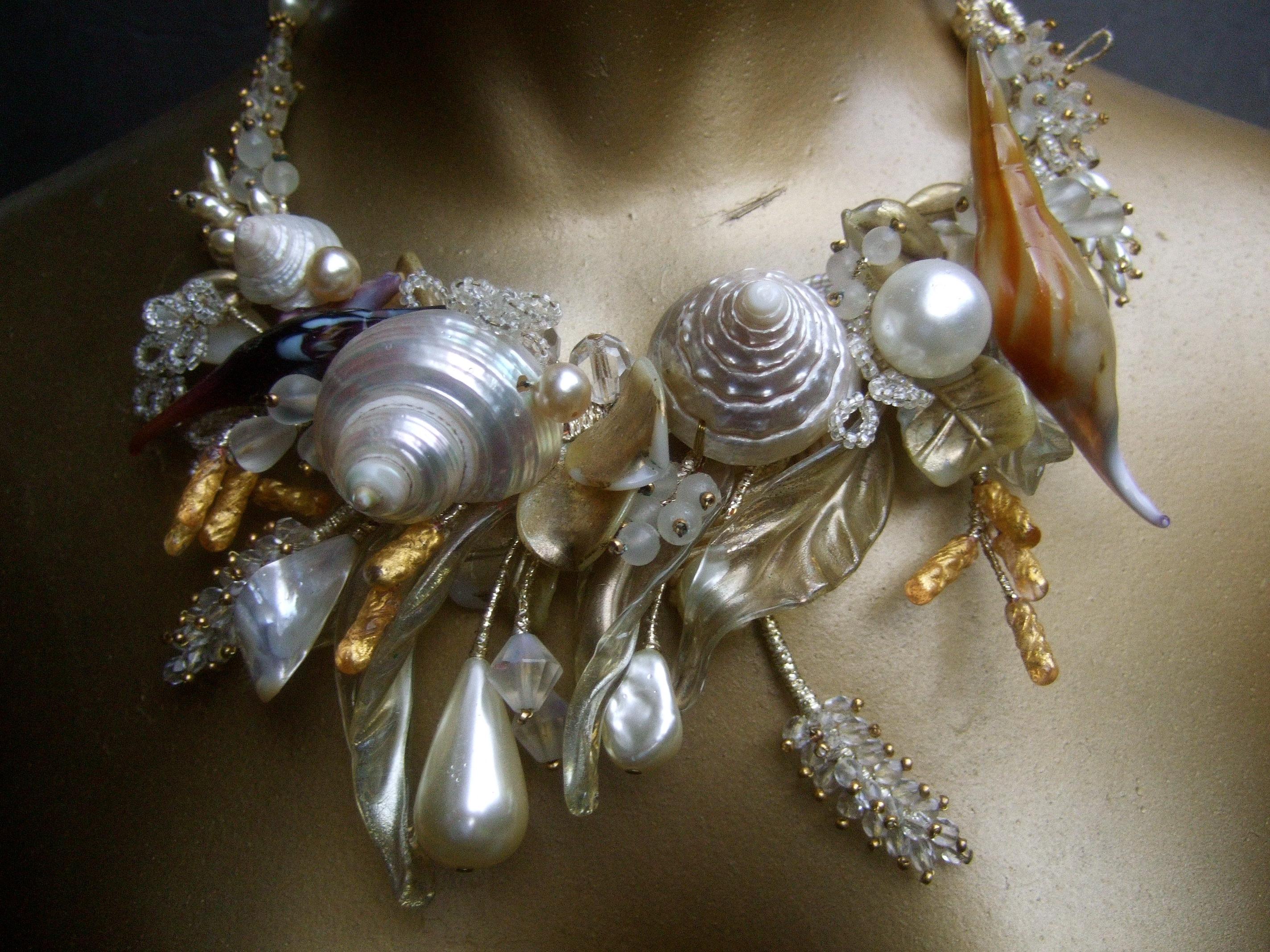 Seashell Handmade Artisan Choker Band Necklace c 1980s 2