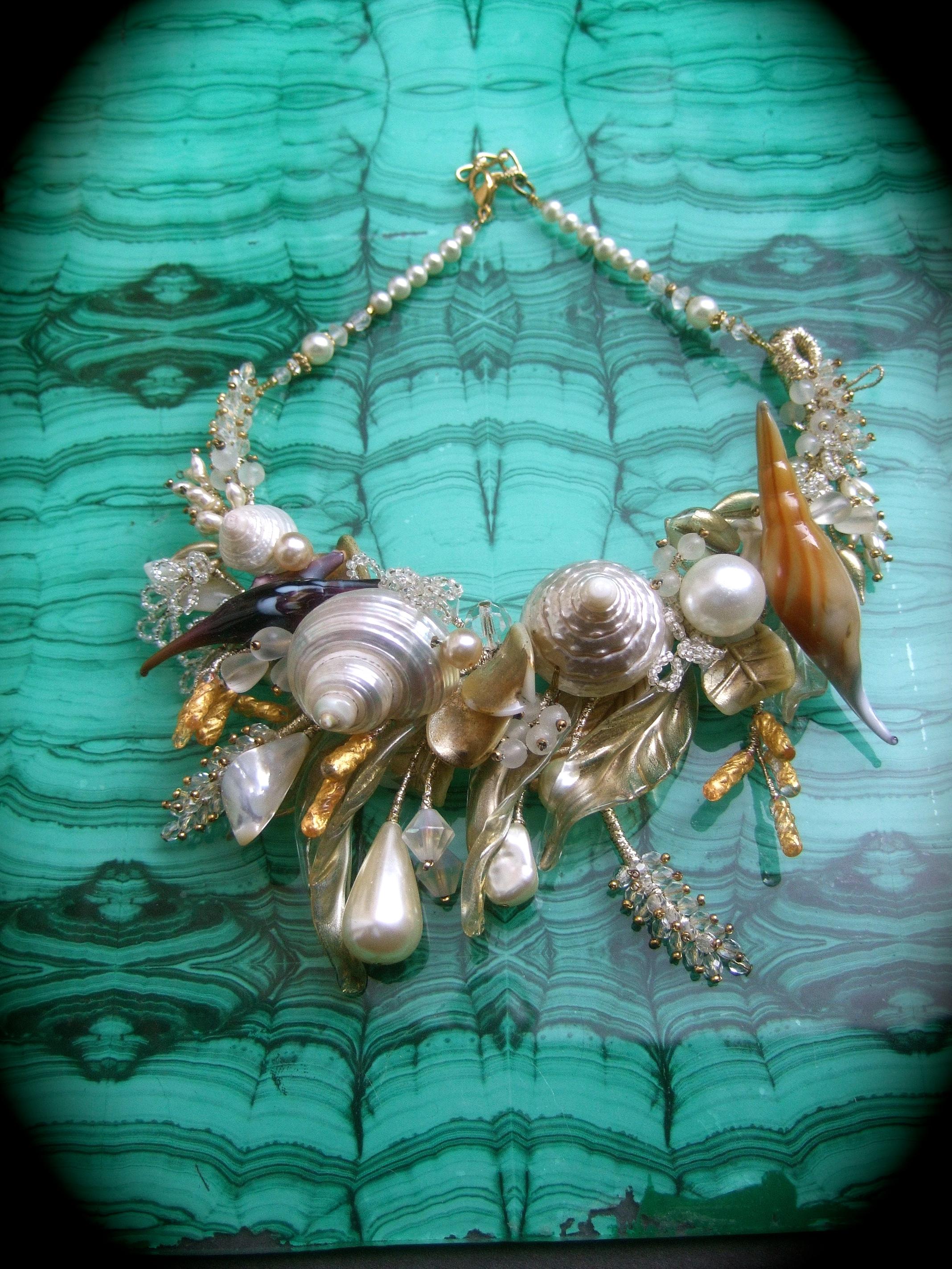 Seashell Handmade Artisan Choker Band Necklace c 1980s 3