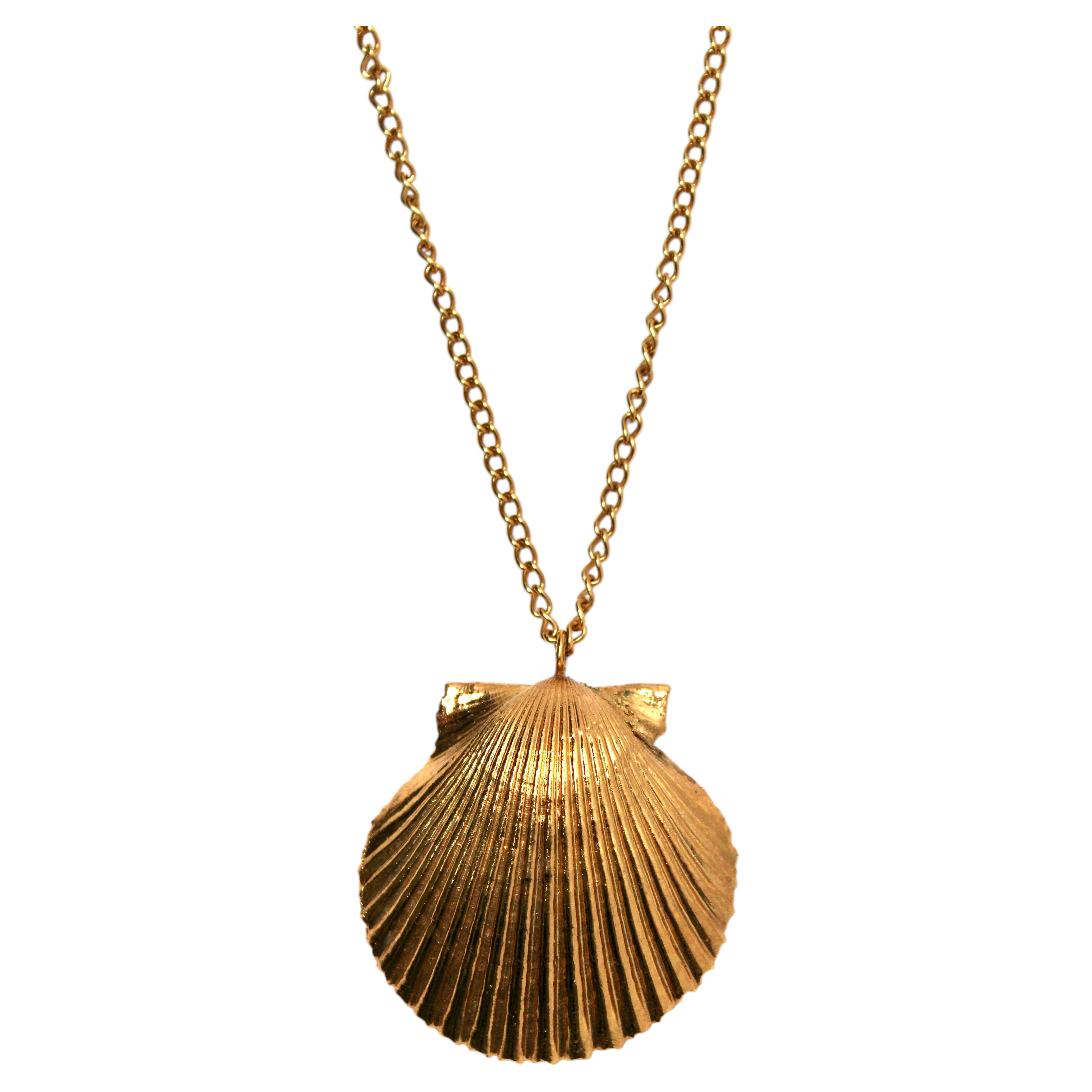 Colgante Concha Marina Collar Vintage Chapado en Oro de 18k