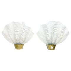 Seashell Sconces Glass and Brass, 1950, Sweden