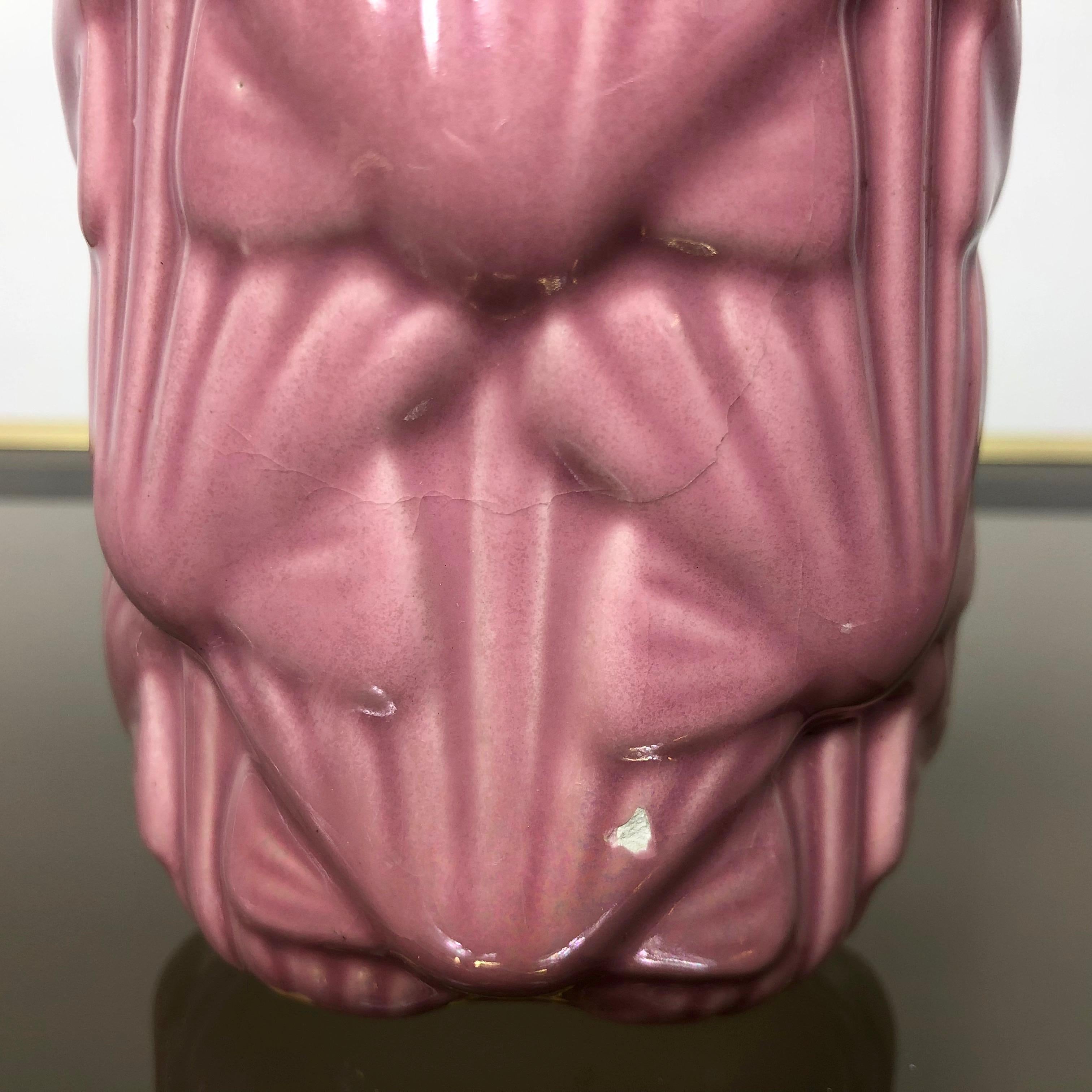 Seashell Tommaso Barbi Pink Pocket Emptier Ashtray and Lighter Ceramic, 1970s 6