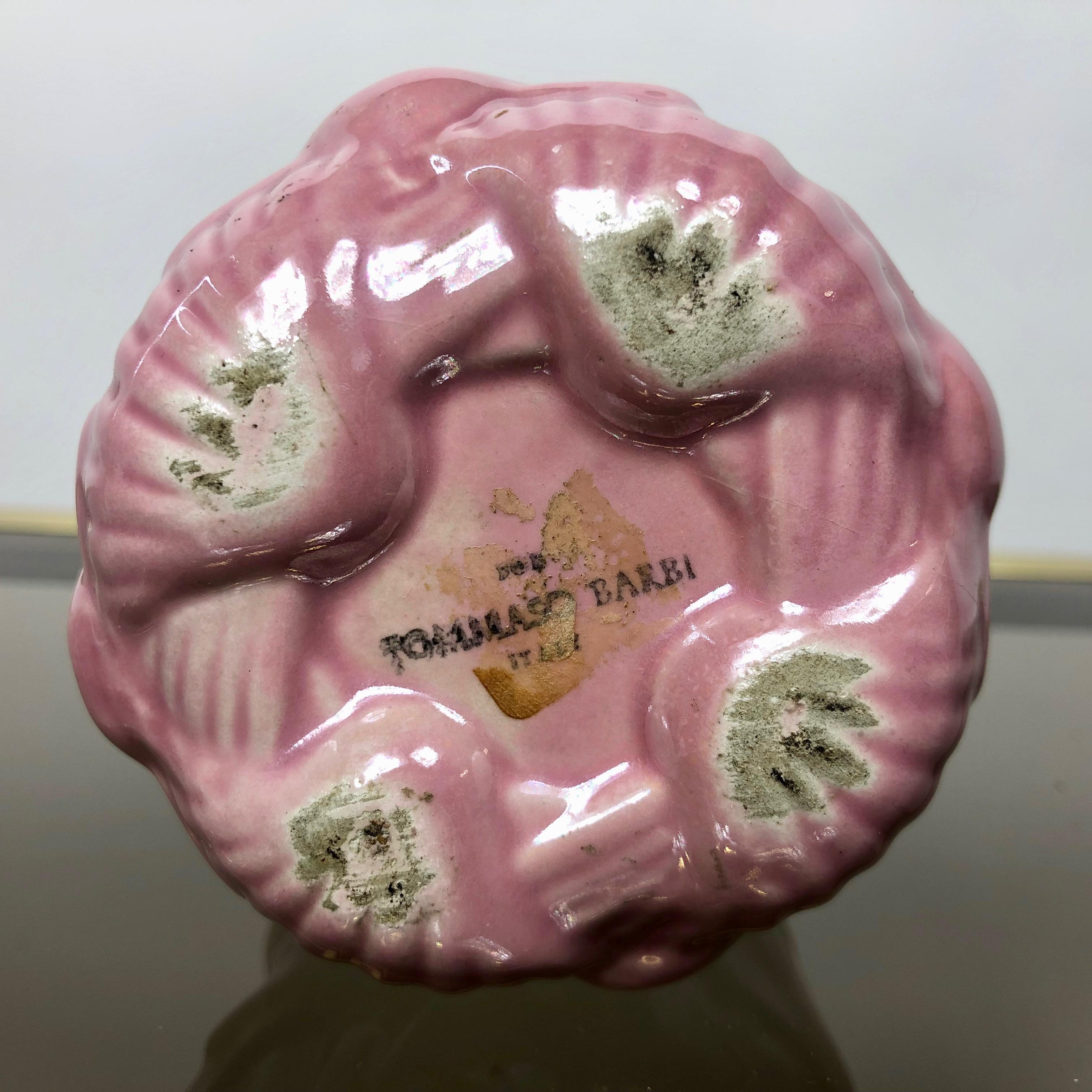 Seashell Tommaso Barbi Pink Pocket Emptier Ashtray and Lighter Ceramic, 1970s 7