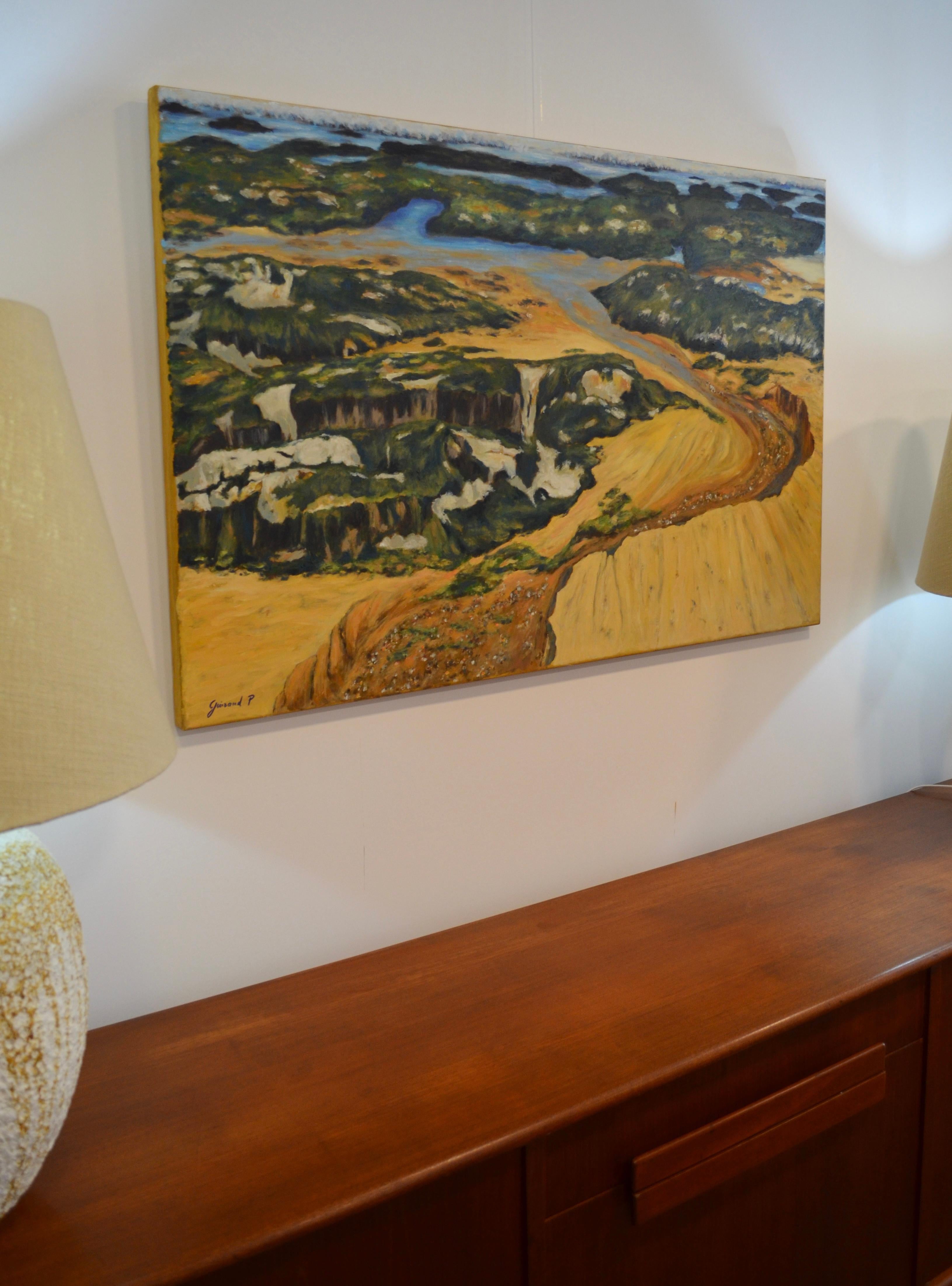 Portugal seaside 2, oil painting (120 x 80 cm, not framed), by Patrice Guiraud
Patrice is a painter and sculptor who explores many supports (stone, earth, wood, paint) and masters multiple techniques (oil, watercolor, pastel, acrylic…). He practiced