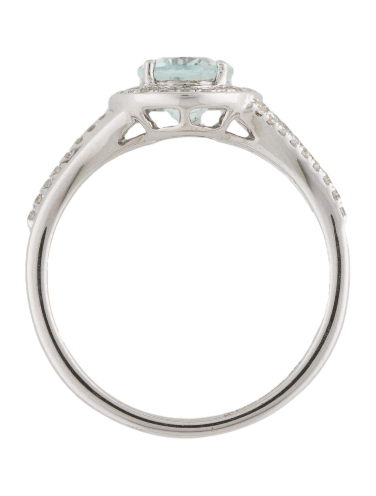 Women's Exquisite 14K Diamond & Aquamarine Cocktail Ring, Size 7 - Timeless & Elegant