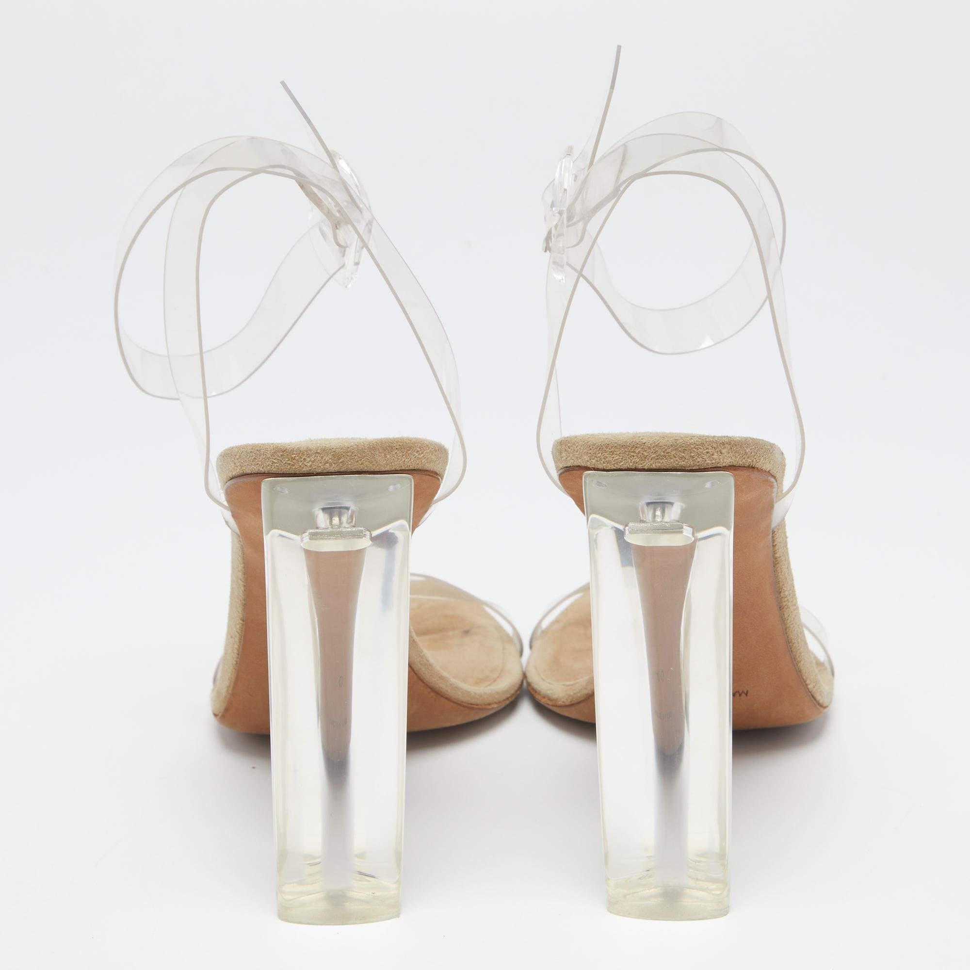 Season 6 White And Grey PVC Open Toe Ankle Strap Sandals Size 40 2