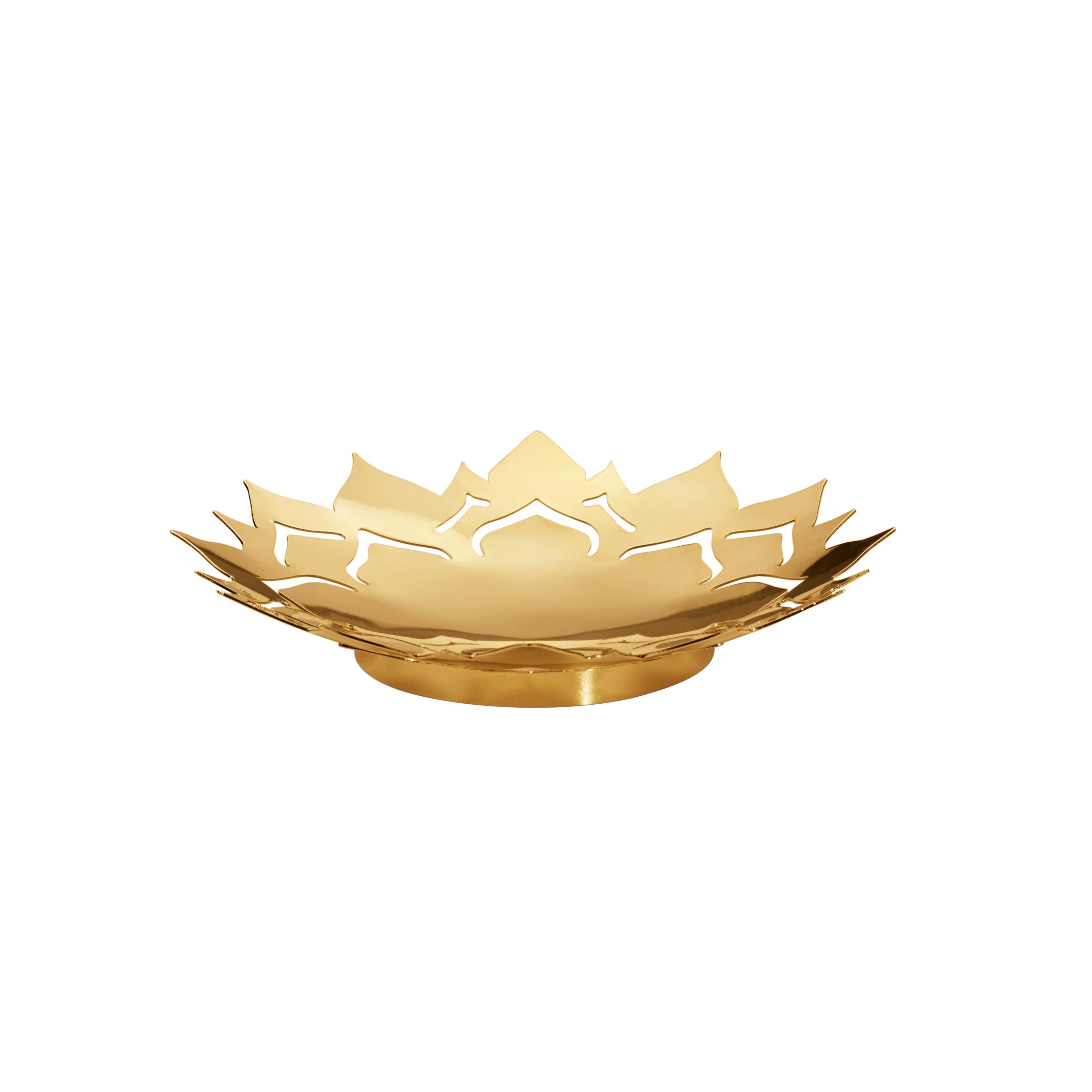 Seasonal Ice Flower Bowl, Small Gold For Sale
