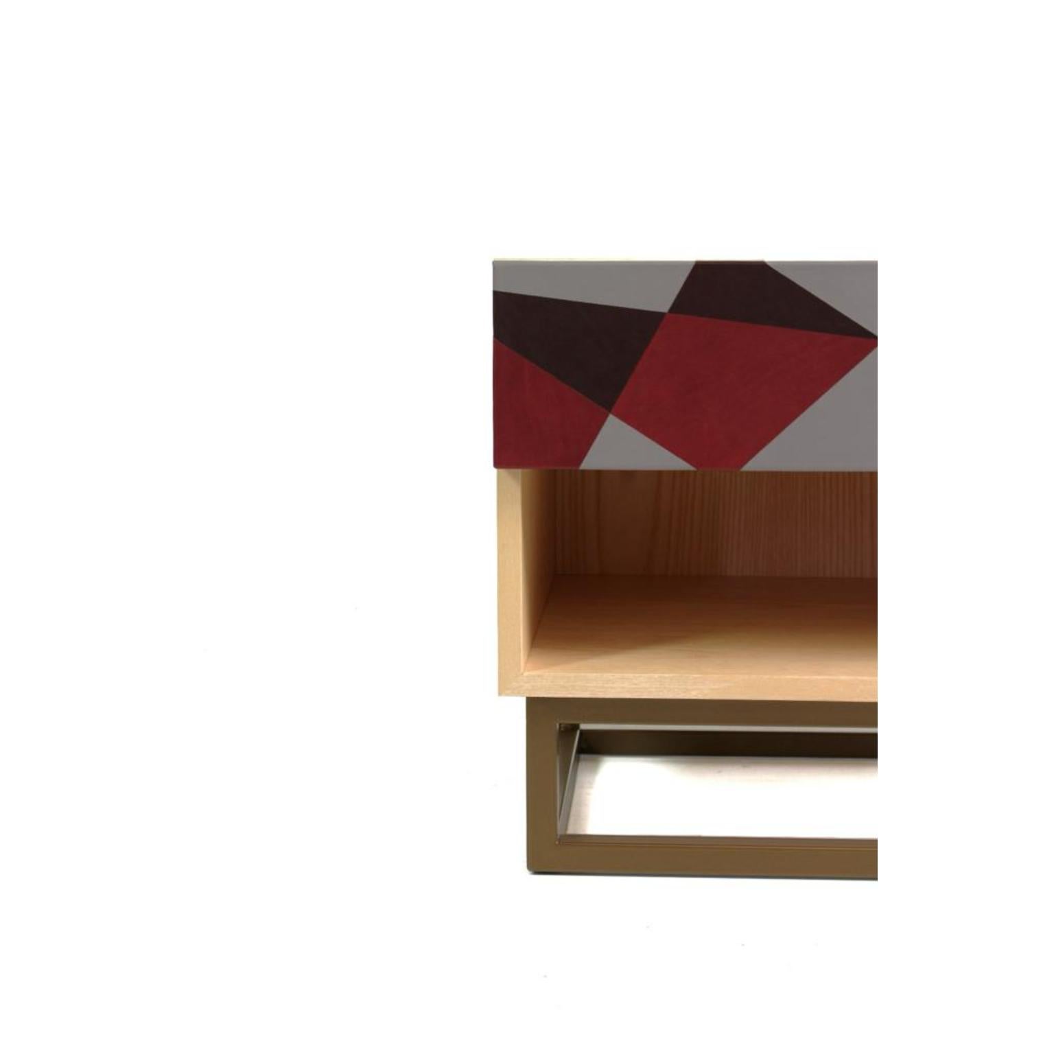 Comodino Seasons in Wood laminato, metallo e pelle di Oscar Maschera In condizioni Nuovo in vendita a Geneve, CH