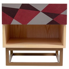Comodino Seasons in Wood laminato, metallo e pelle di Oscar Maschera