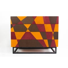 Seasons Chest Of Drawers in Laminated Wood, Metal & Leather by Oscar Maschera