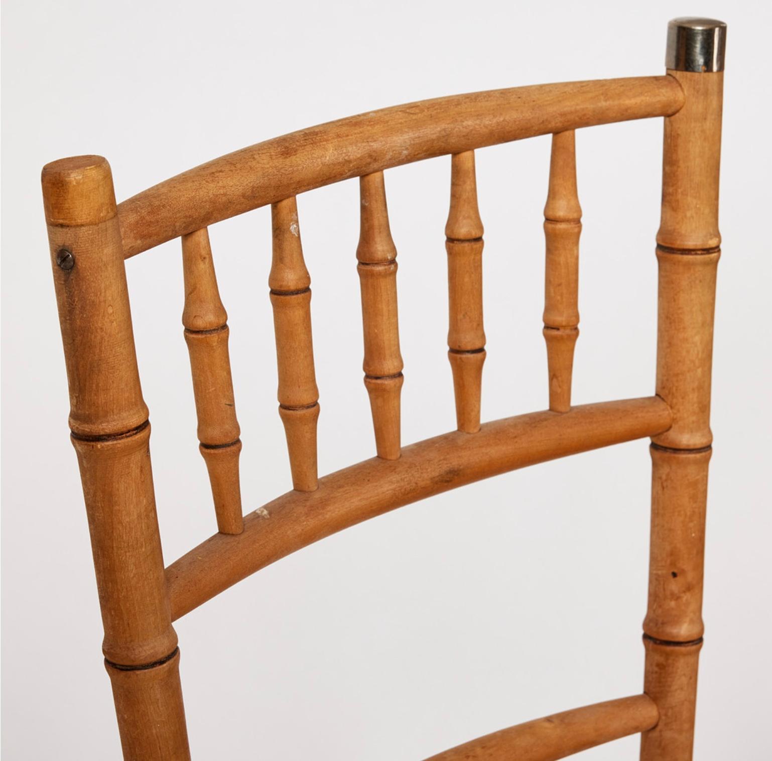 Seat of 4 Swedish Circa 1900s Faux Bamboo Beech 'Bodafors' Dining Chairs  For Sale 4