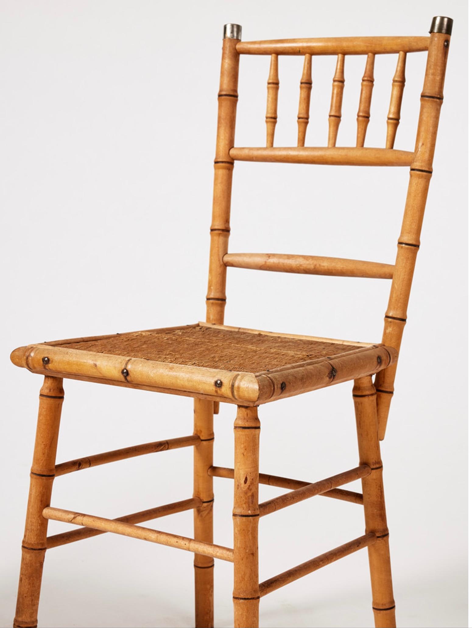 Seat of 4 Swedish Circa 1900s Faux Bamboo Beech 'Bodafors' Dining Chairs  In Good Condition For Sale In London, GB