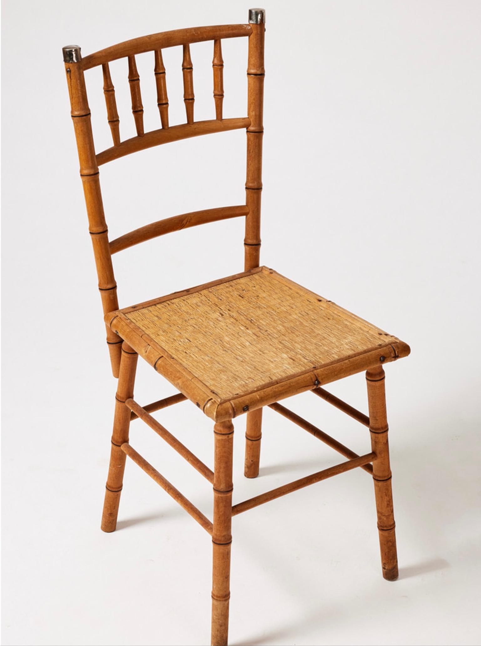 Late 19th Century Seat of 4 Swedish Circa 1900s Faux Bamboo Beech 'Bodafors' Dining Chairs  For Sale