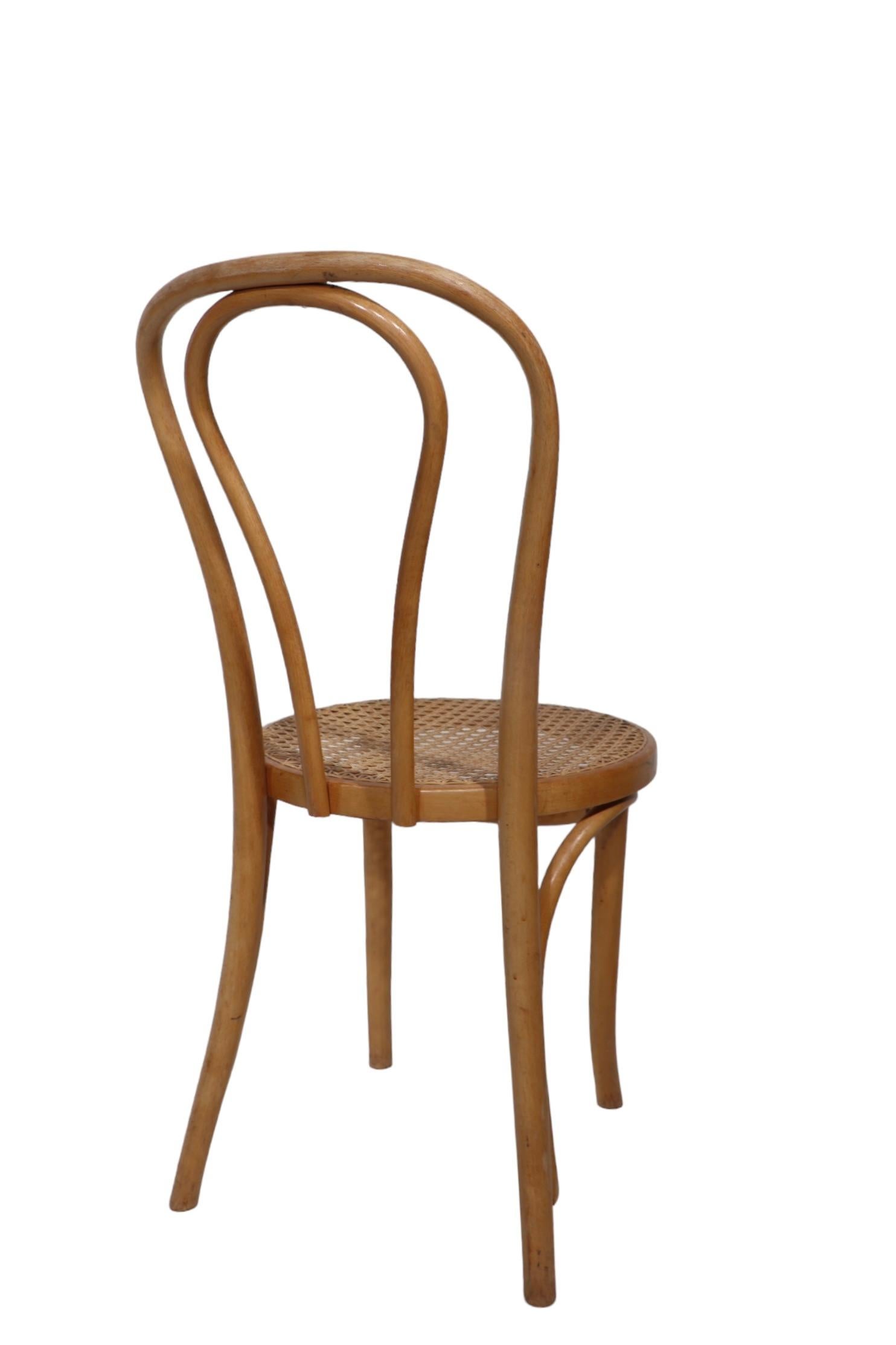 Seat of Four Bentwood Bistro Cafe Dining Chairs att. to Thonet marked FMG 4