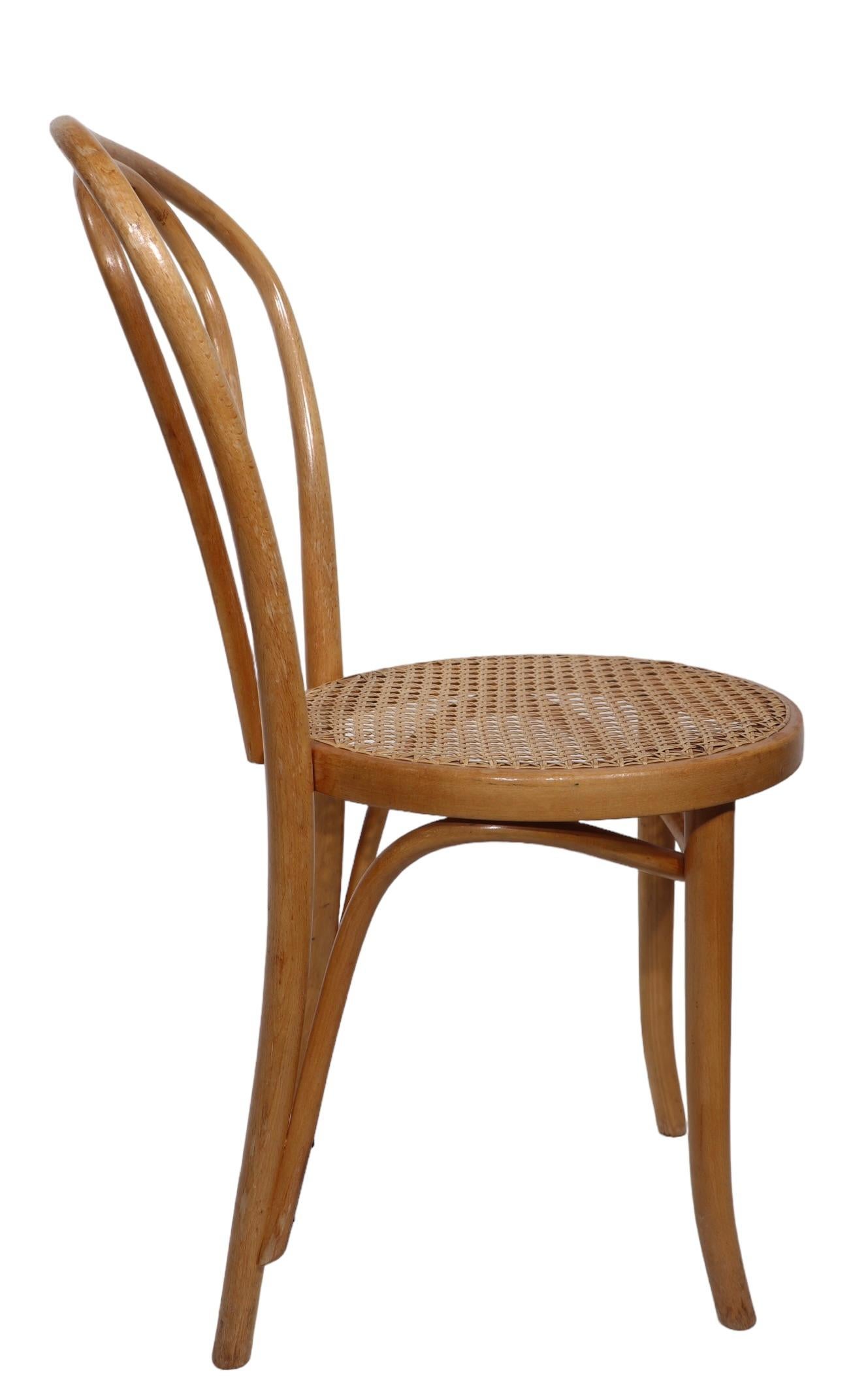 Seat of Four Bentwood Bistro Cafe Dining Chairs att. to Thonet marked FMG 5