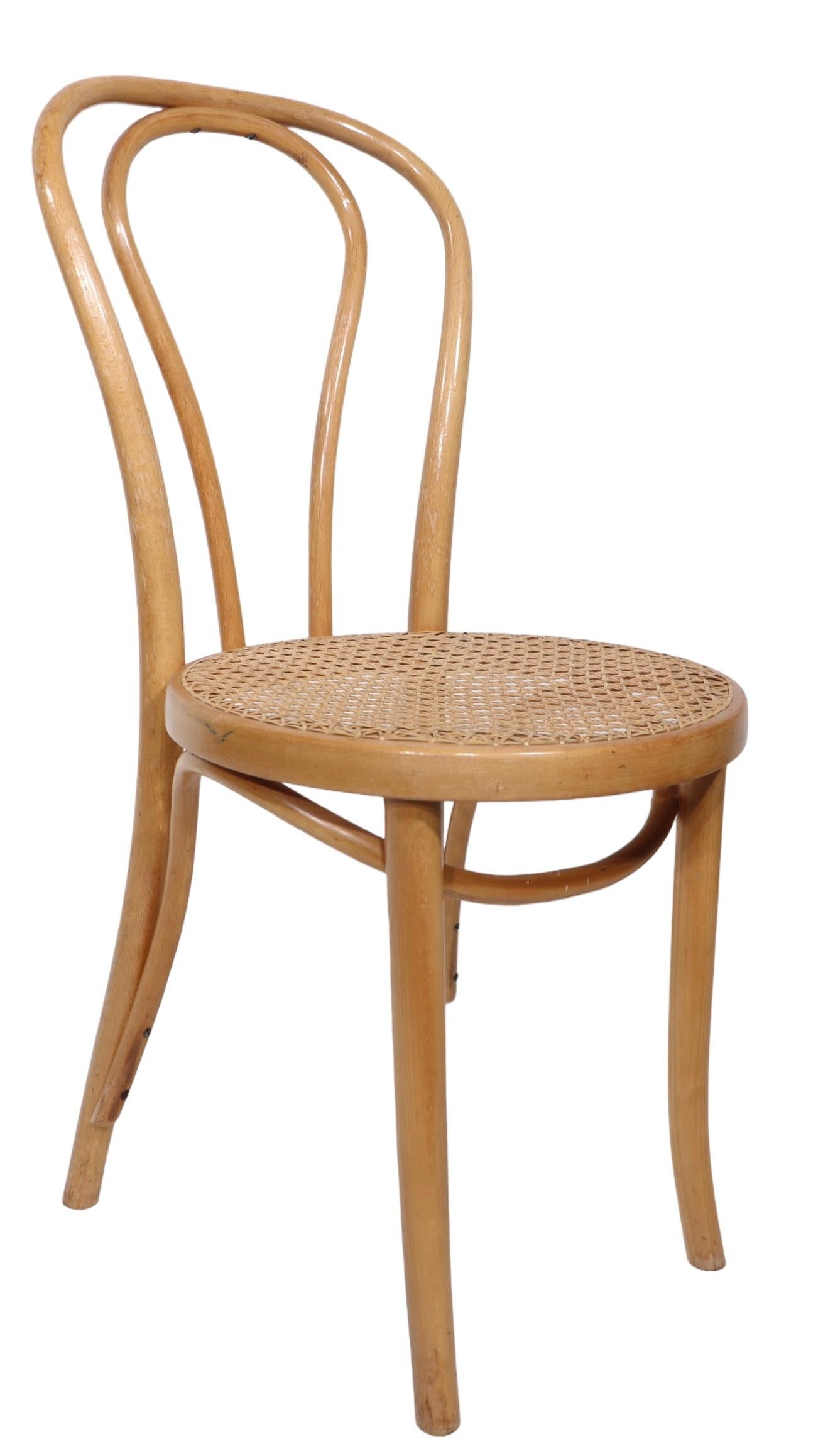 Seat of Four Bentwood Bistro Cafe Dining Chairs att. to Thonet marked FMG 6