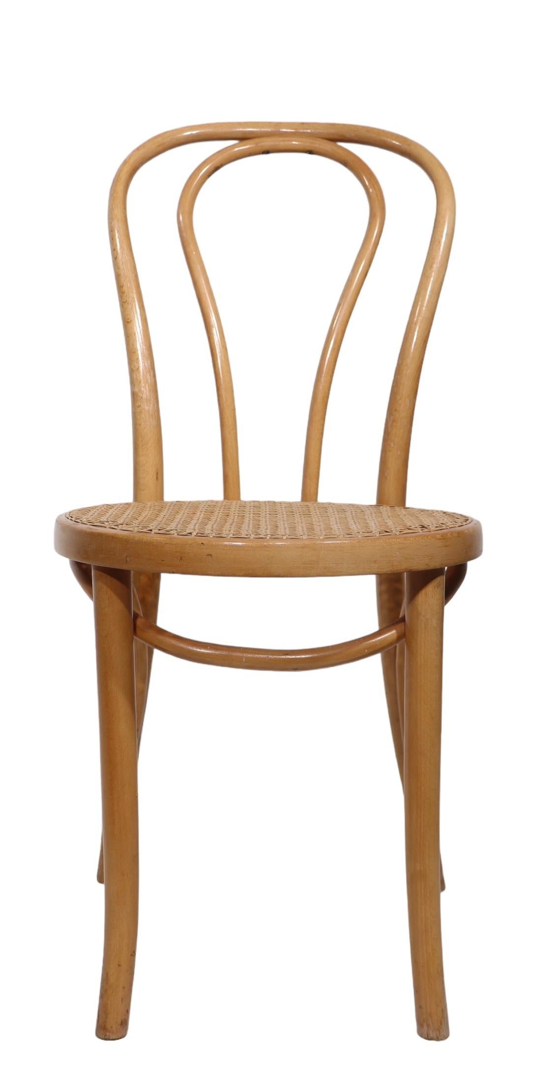 Seat of Four Bentwood Bistro Cafe Dining Chairs att. to Thonet marked FMG 8
