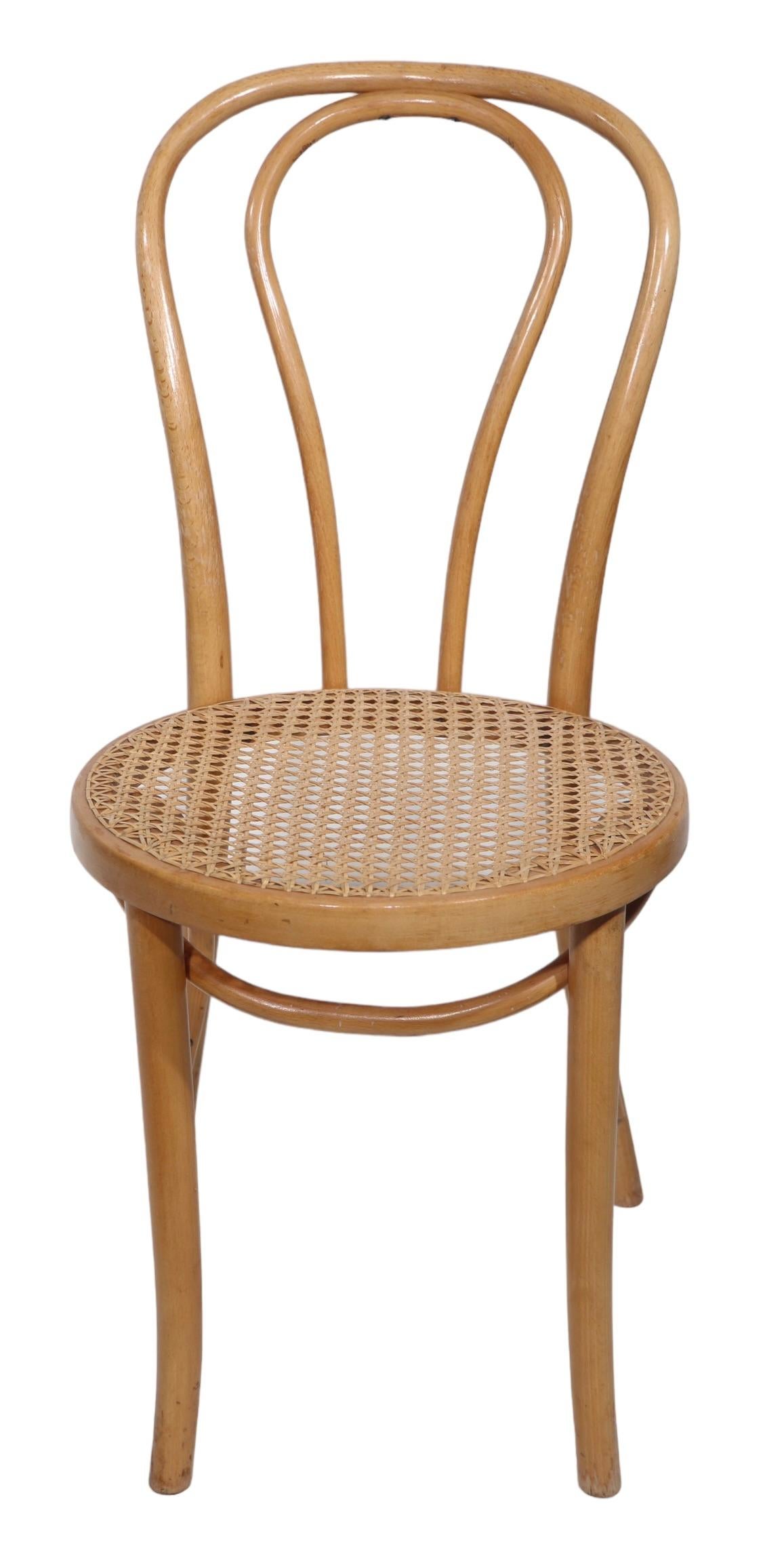 Seat of Four Bentwood Bistro Cafe Dining Chairs att. to Thonet marked FMG 9