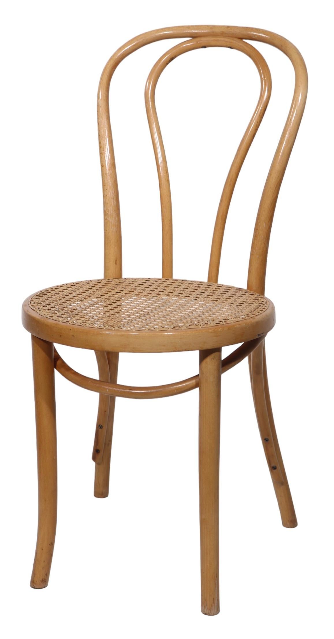 Seat of Four Bentwood Bistro Cafe Dining Chairs att. to Thonet marked FMG 10