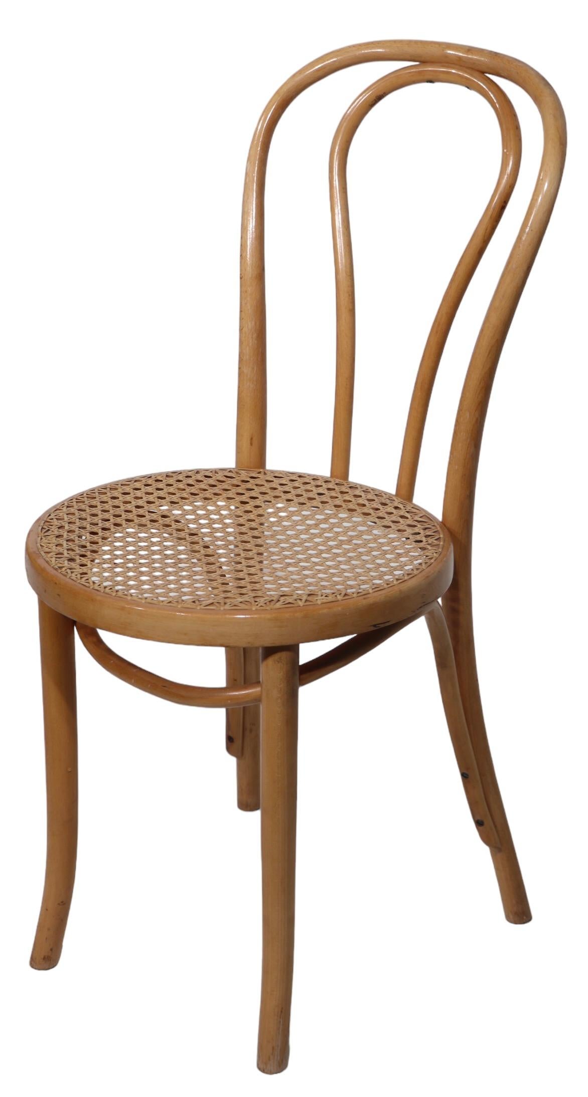 Seat of Four Bentwood Bistro Cafe Dining Chairs att. to Thonet marked FMG 11