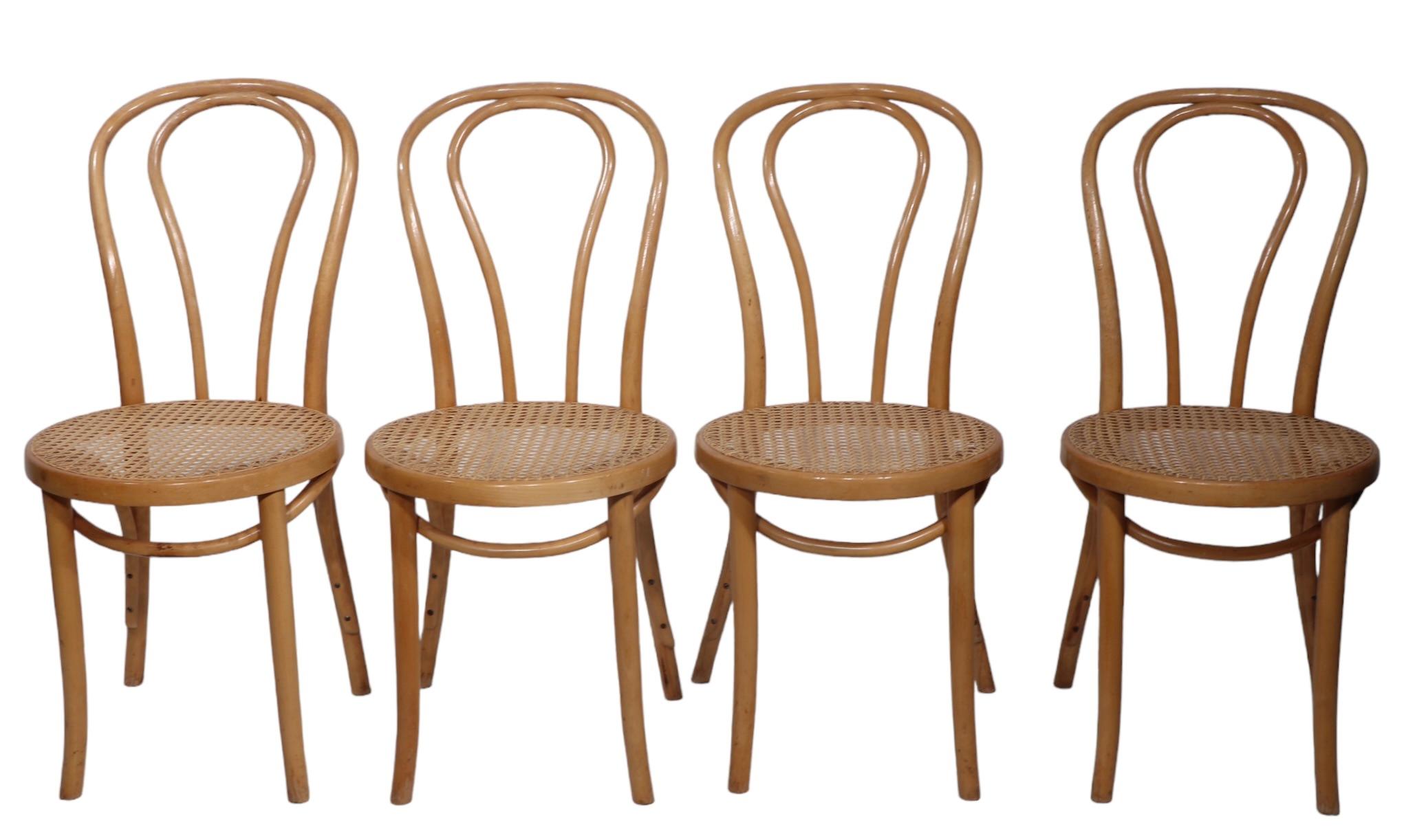 Seat of Four Bentwood Bistro Cafe Dining Chairs att. to Thonet marked FMG In Good Condition In New York, NY