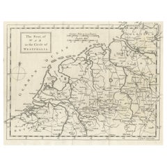 Seat of War Westphalia Map - Antique Military Map Netherlands Germany, 1763