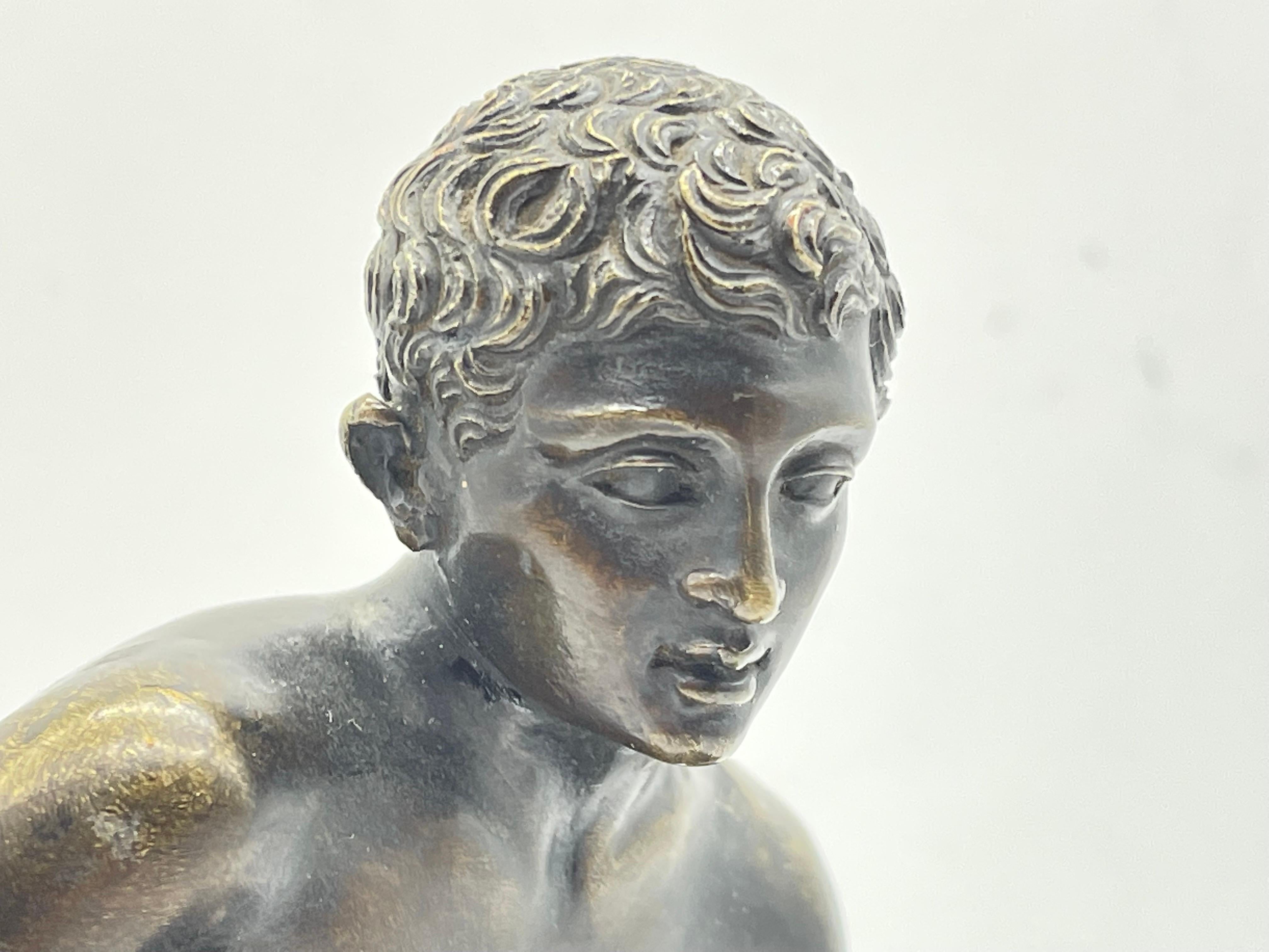 Seated athletic bronze sculpture / Figure Greek - Roman mythology For Sale 7