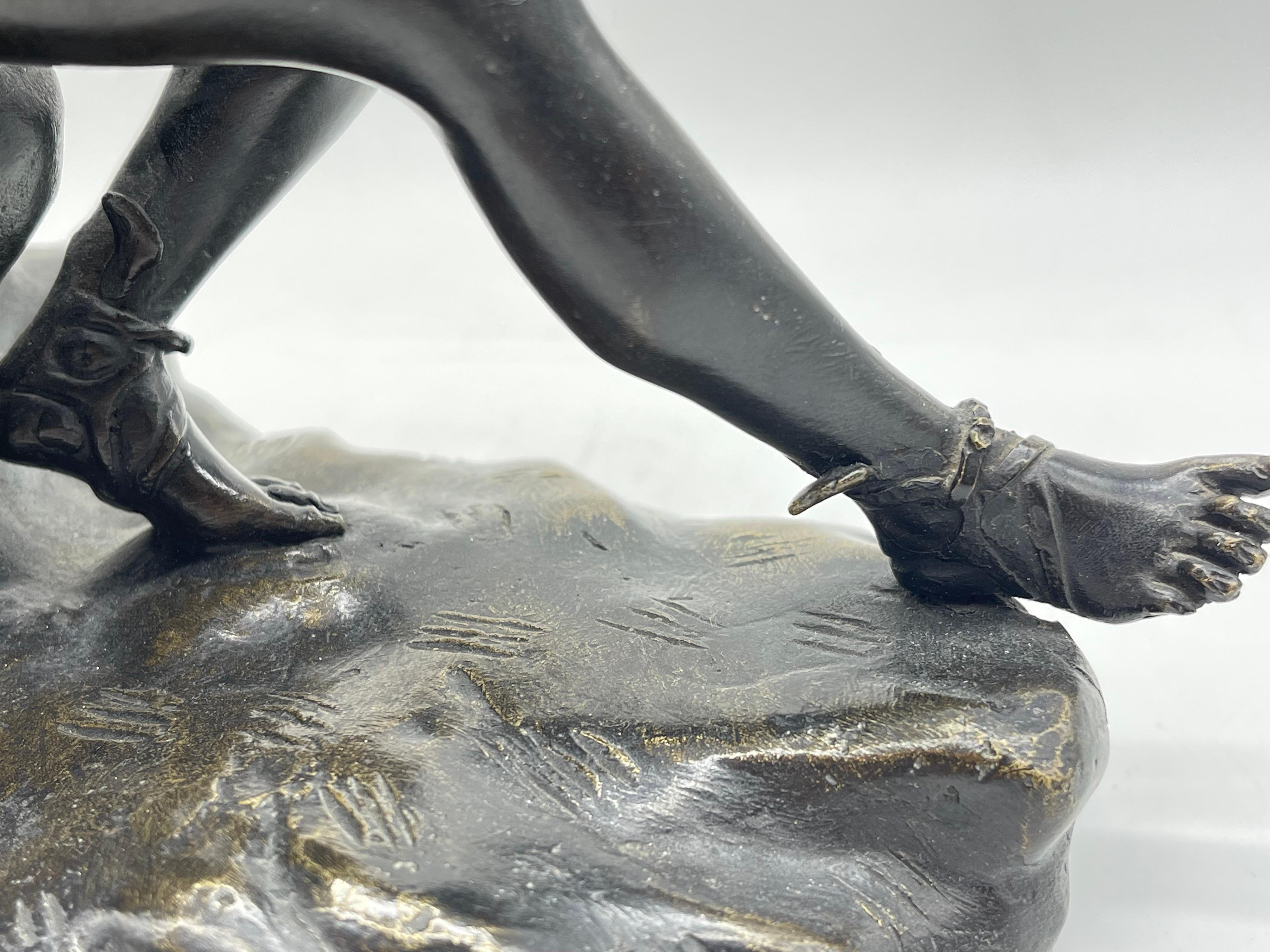 Seated athletic bronze sculpture / Figure Greek - Roman mythology For Sale 9