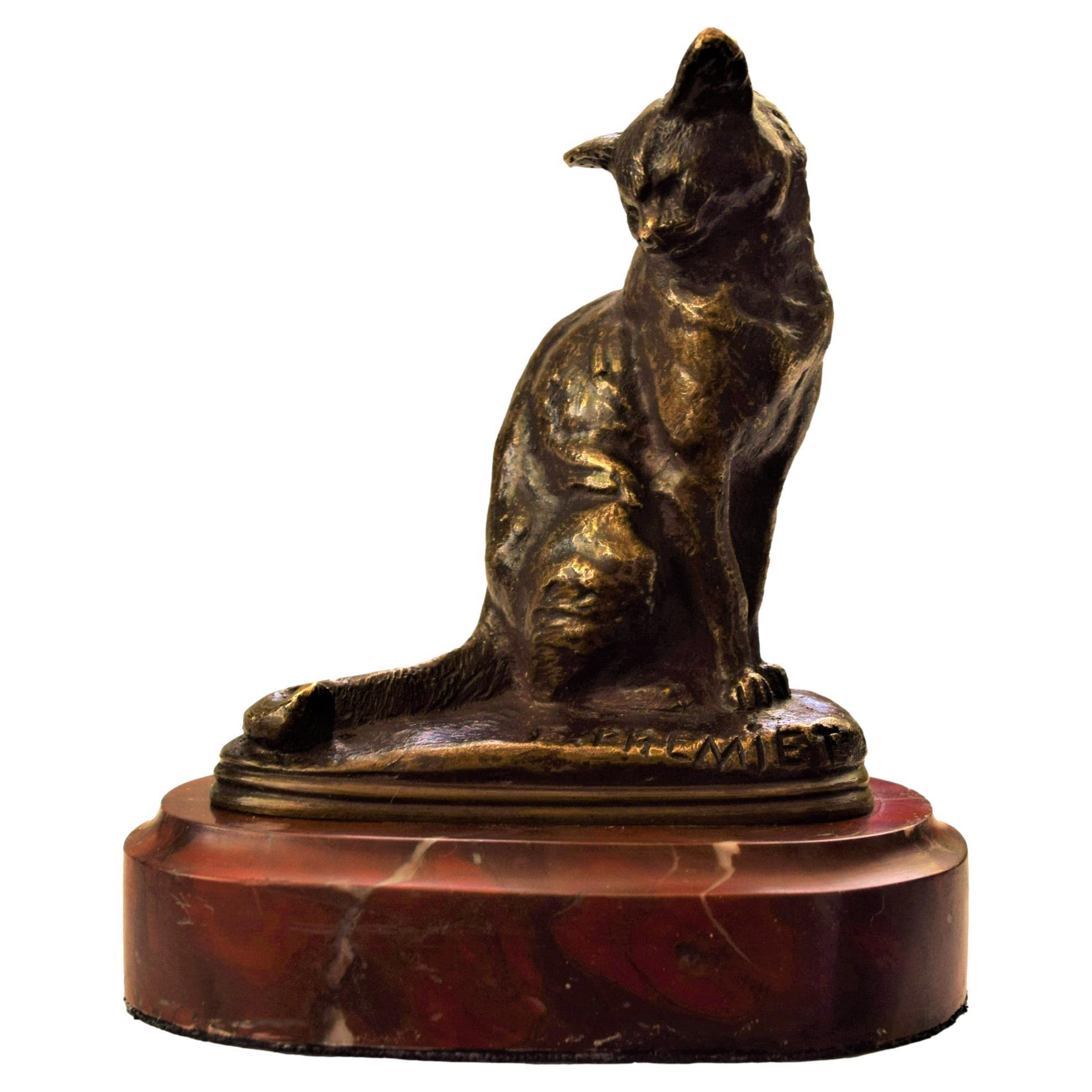Seated Bronze Cat by Emmanuel Frémiet