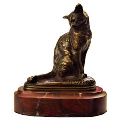 Seated Bronze Cat by Emmanuel Frémiet