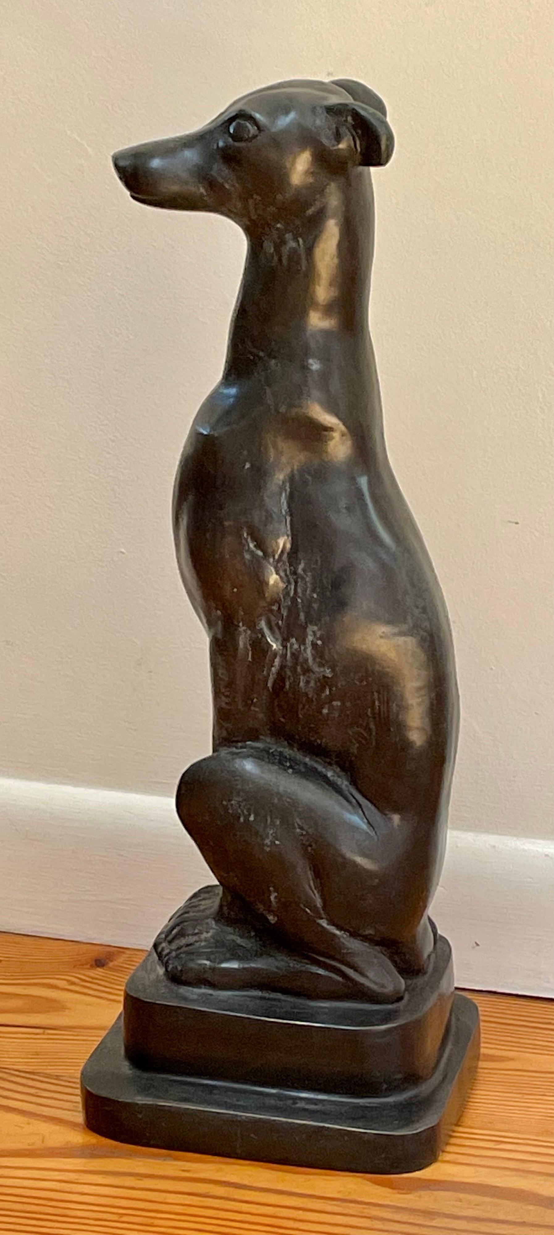 bronze whippet dog sculpture