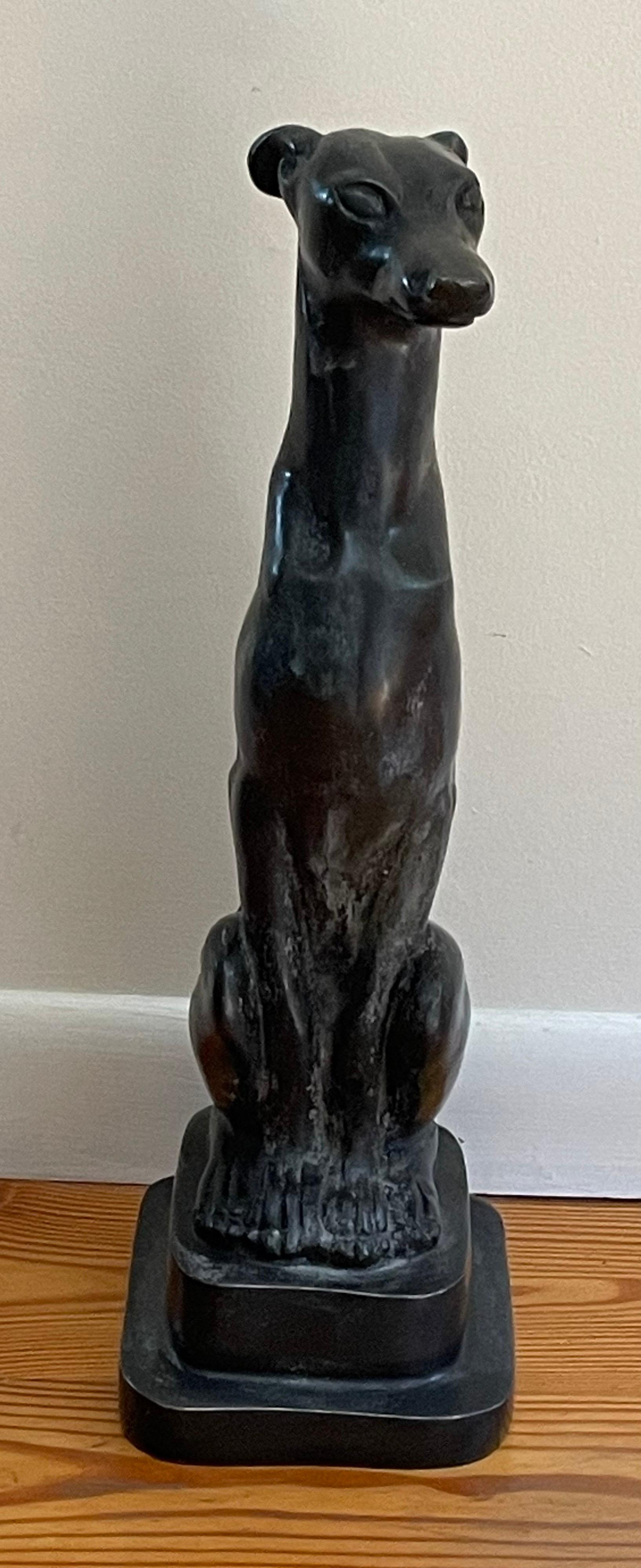 bronze whippet statue