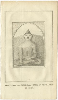 Seated Buddha at Gaya – Antique Dutch Print of a Statue in Bengal, ca. 1800