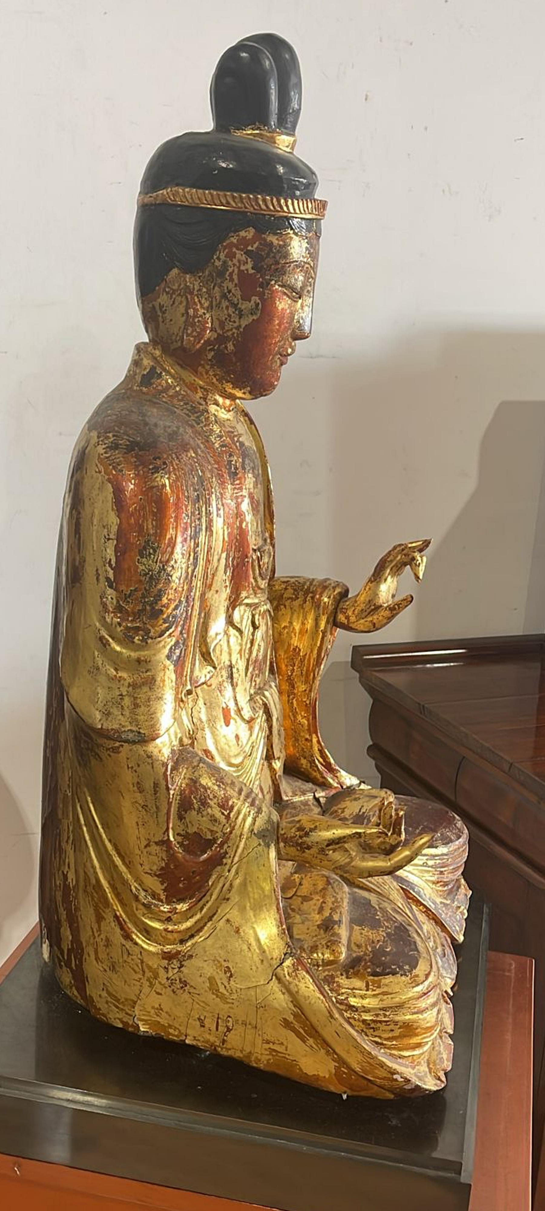 Chinese SEATED BUDDHA KUAN YIN/GUANYIN  19th-century For Sale