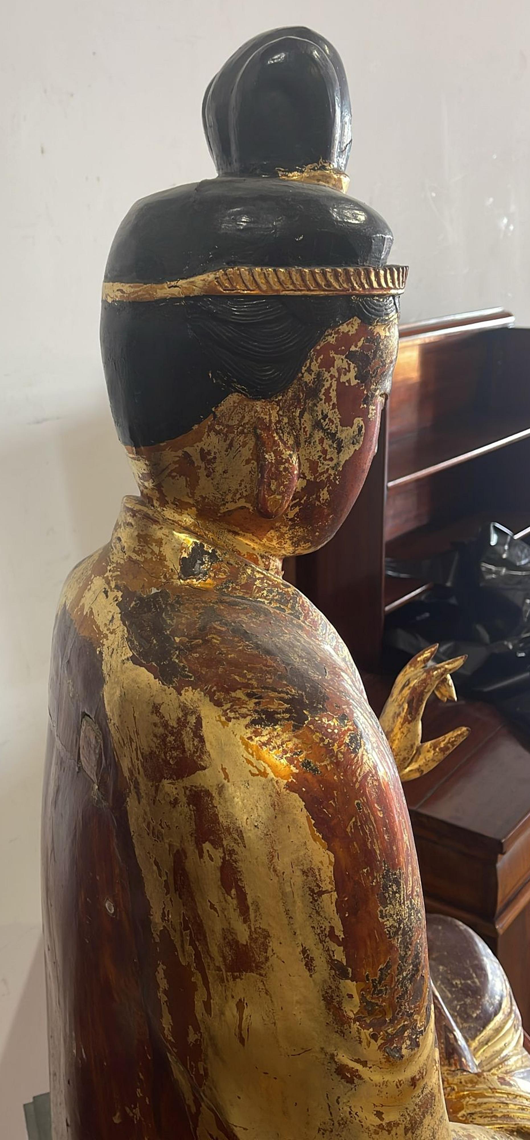 Hand-Crafted SEATED BUDDHA KUAN YIN/GUANYIN  19th-century For Sale