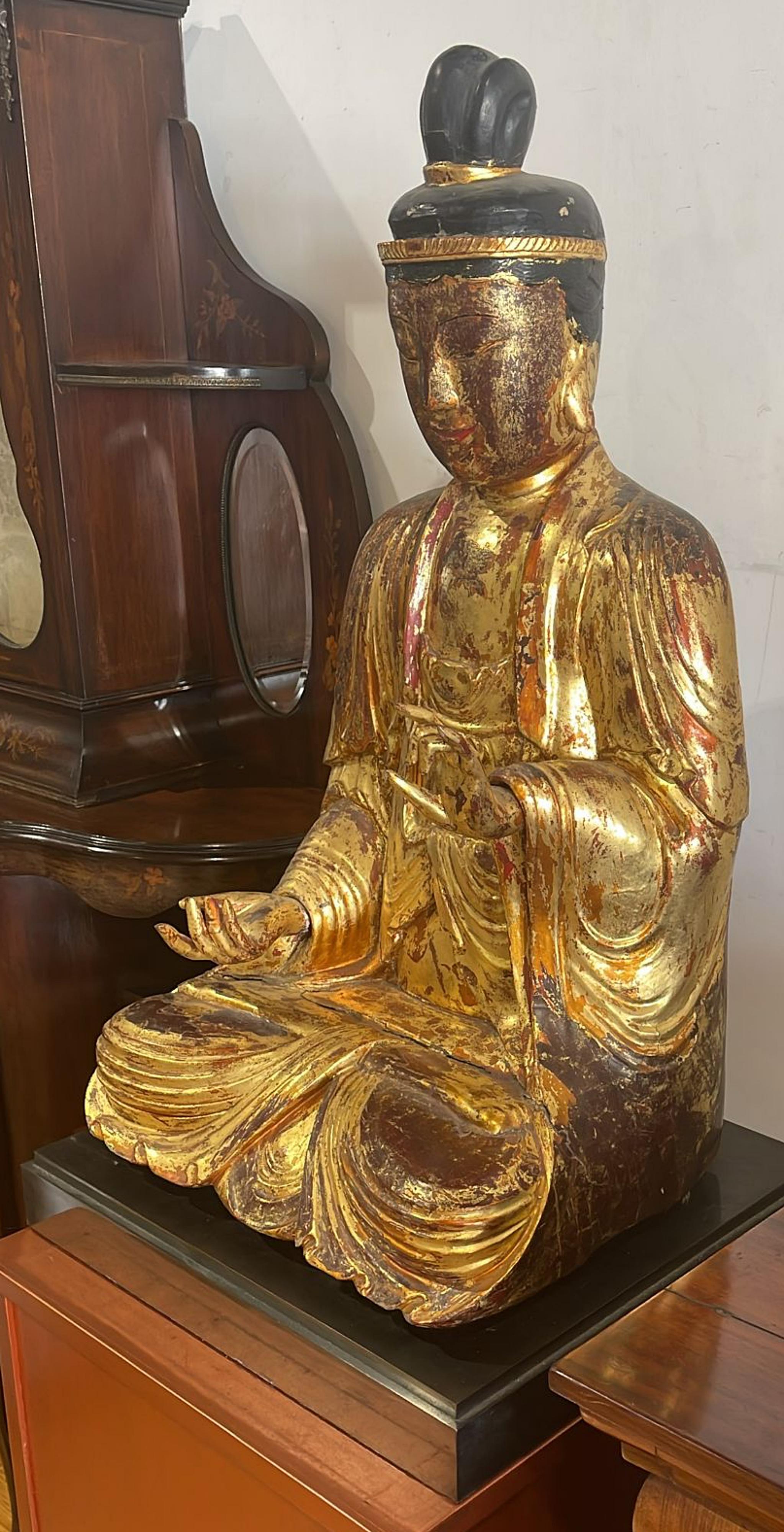 SEATED BUDDHA KUAN YIN/GUANYIN  19th-century For Sale 1