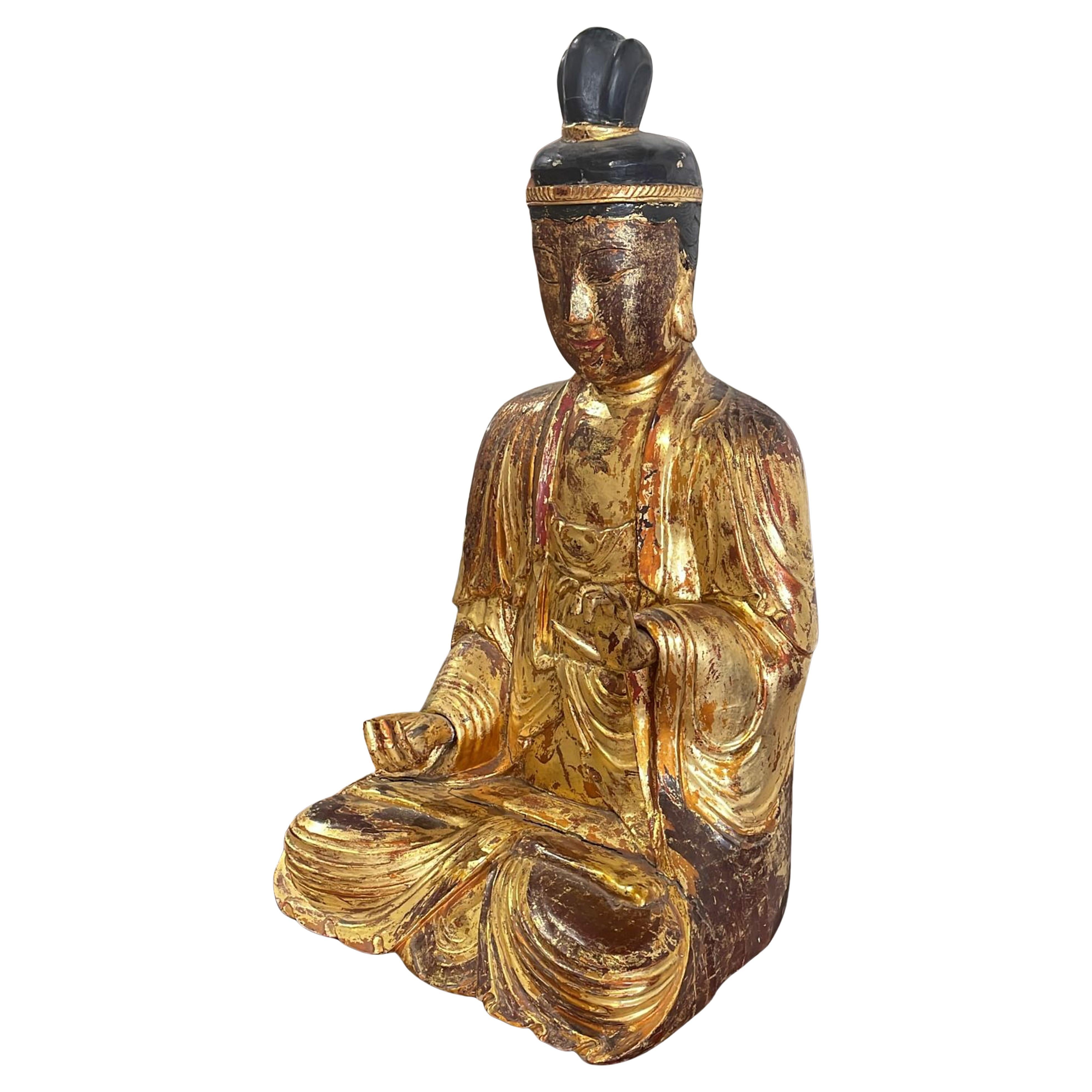 SEATED BUDDHA KUAN YIN/GUANYIN  19th-century For Sale