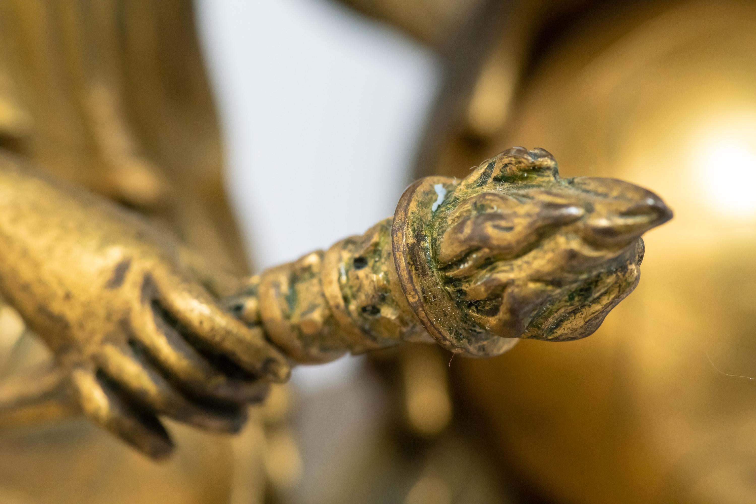 Seated Female Figure in French Fire-Gilt Clock from Empire Era For Sale 3