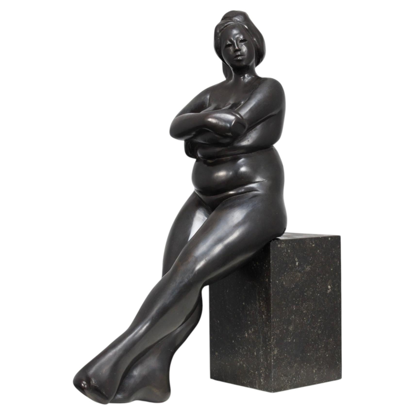Seated Female Sculpture by Francine Govers, Netherlands, 1990s