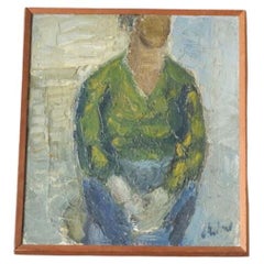 Figure assise, huile sur toile de Poul Ekelund