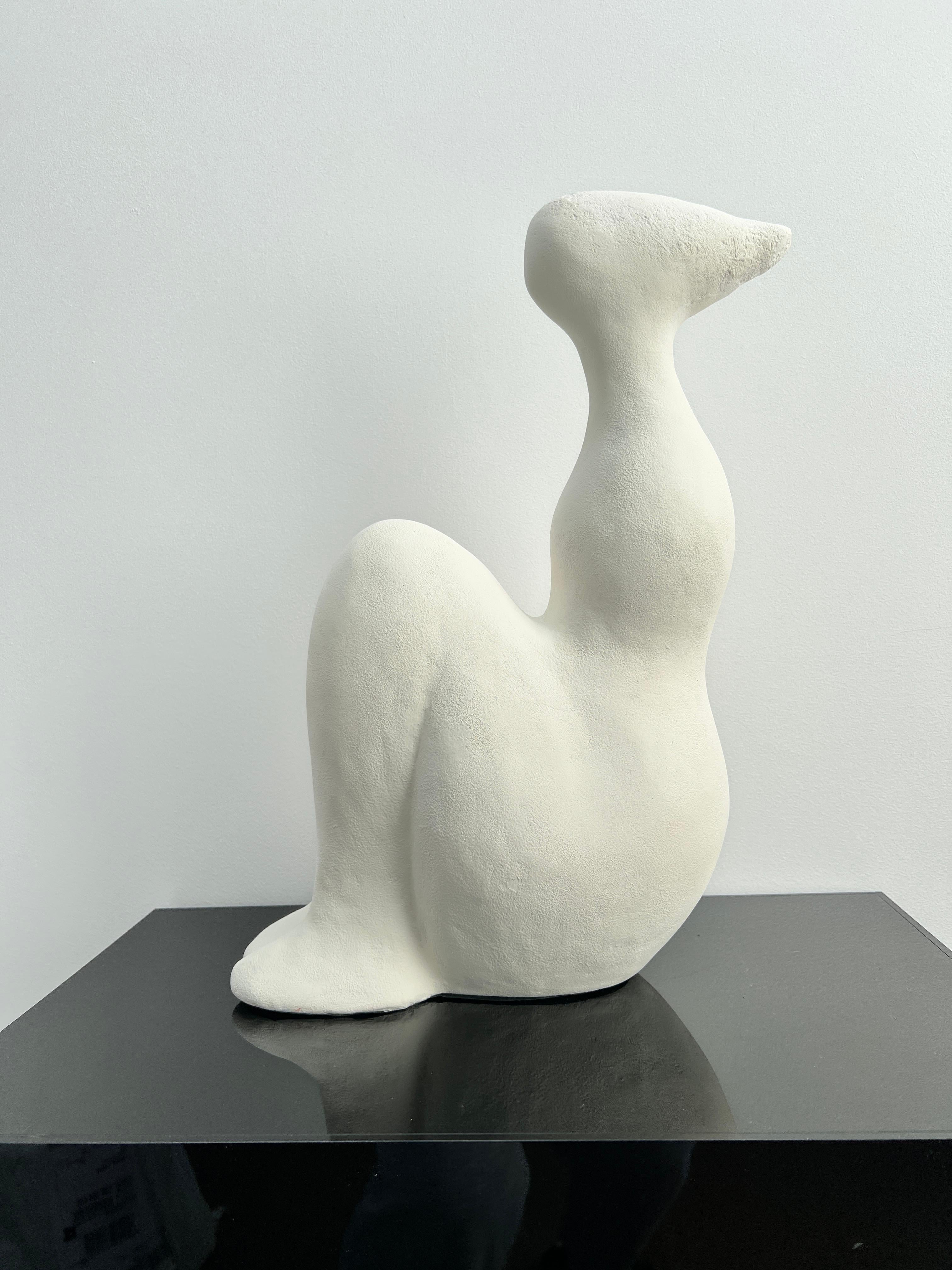 Modern Seated figure white abstract sculpture For Sale
