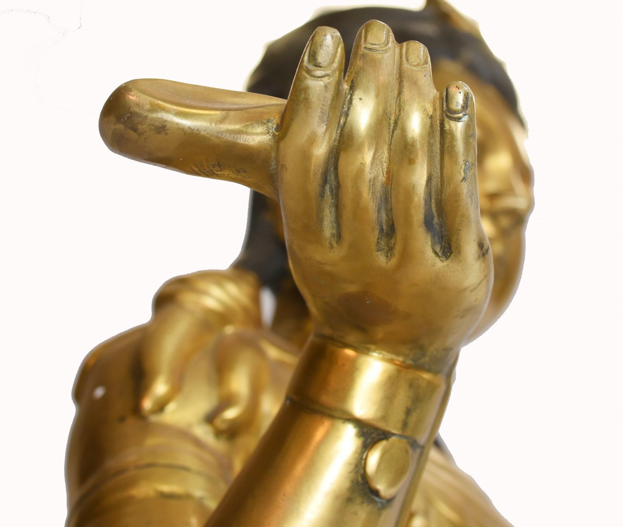 Seated Golden Buddha Statue Nepalese Meditation Bronze Sculpture For Sale 4