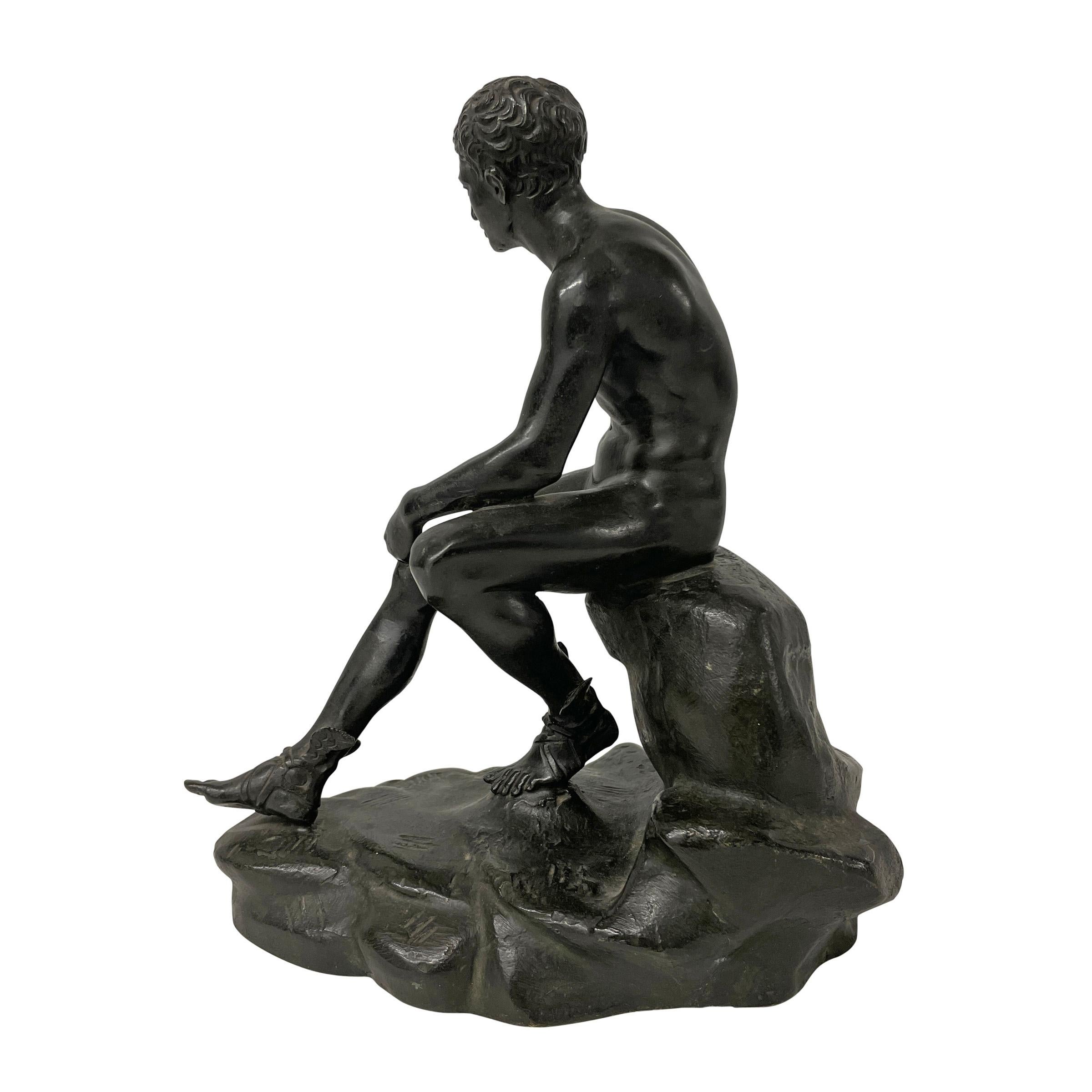 Cast 'Seated Hermes', a 19th Century Italian Grand Tour Bronze For Sale